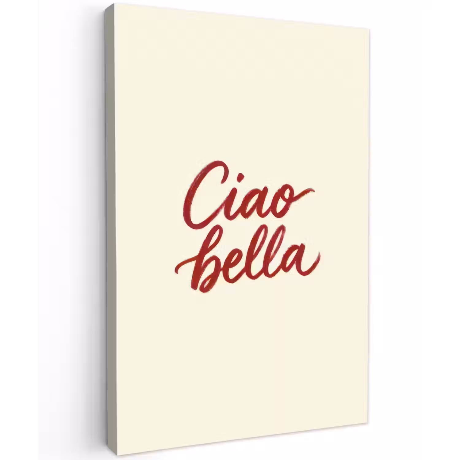 Ciao bella - Rood - Wit - Minimalistisch Tuinposter op houten frame 2 cm dik klein -3d