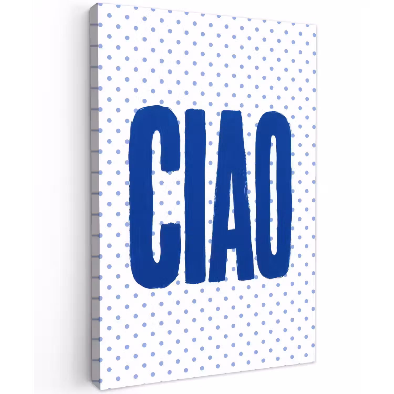 Ciao - Blauw - Stippen Tuinposter op houten frame 2 cm dik klein -3d