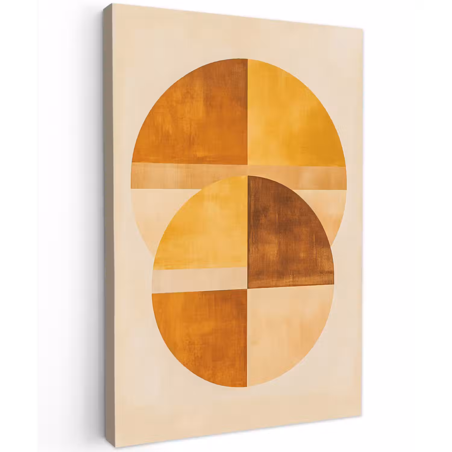 Cirkels - Geel - Minimalistisch Tuinposter op houten frame 2 cm dik klein -3d