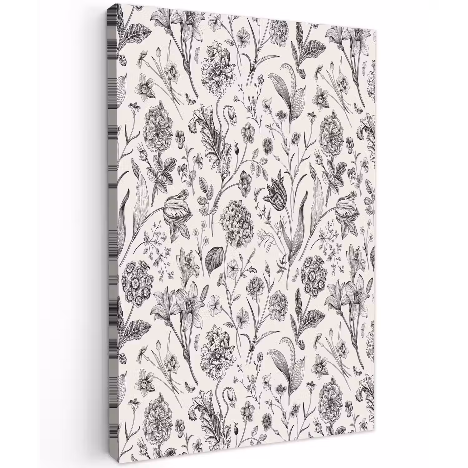 Classic - Black - White - Floral Tuinposter op houten frame 2 cm dik klein 841 -3d