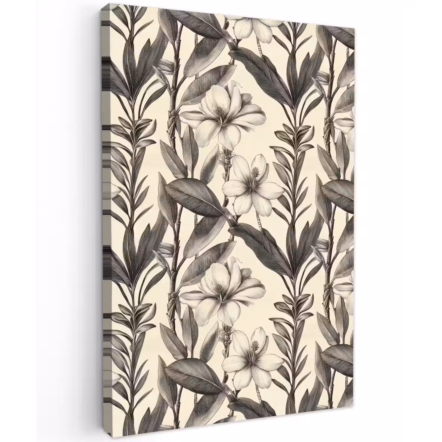 Klassiek - Botanisch - Zwart - Beige Tuinposter op houten frame 2 cm dik klein 841 -3d