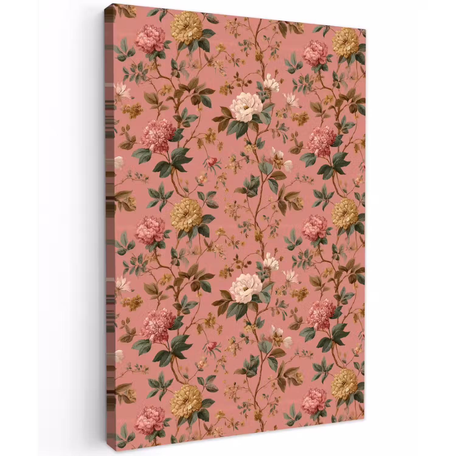 Klassiek - Botanisch - Roze Tuinposter op houten frame 2 cm dik klein 841 -3d