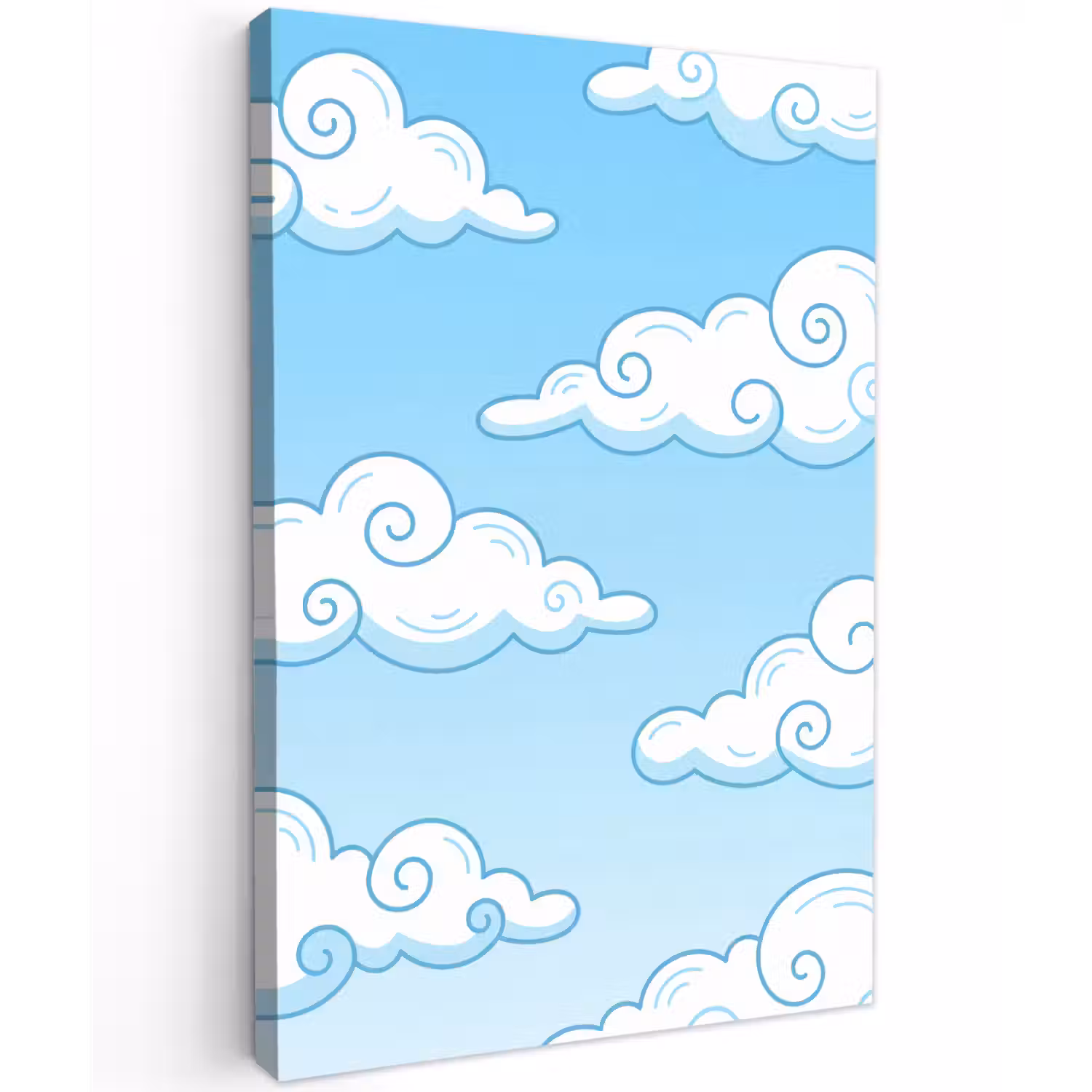 Wolk - Lucht - Cartoon - Blauw - Wit Tuinposter op houten frame 2 cm dik klein -3d