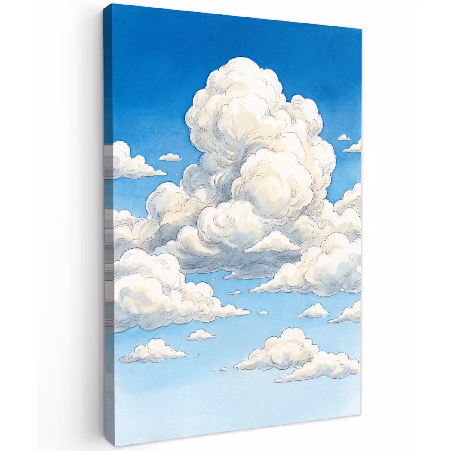 Wolken - Blauwe lucht - Natuur - Modern - Wit Tuinposter op houten frame 2 cm dik klein -3d