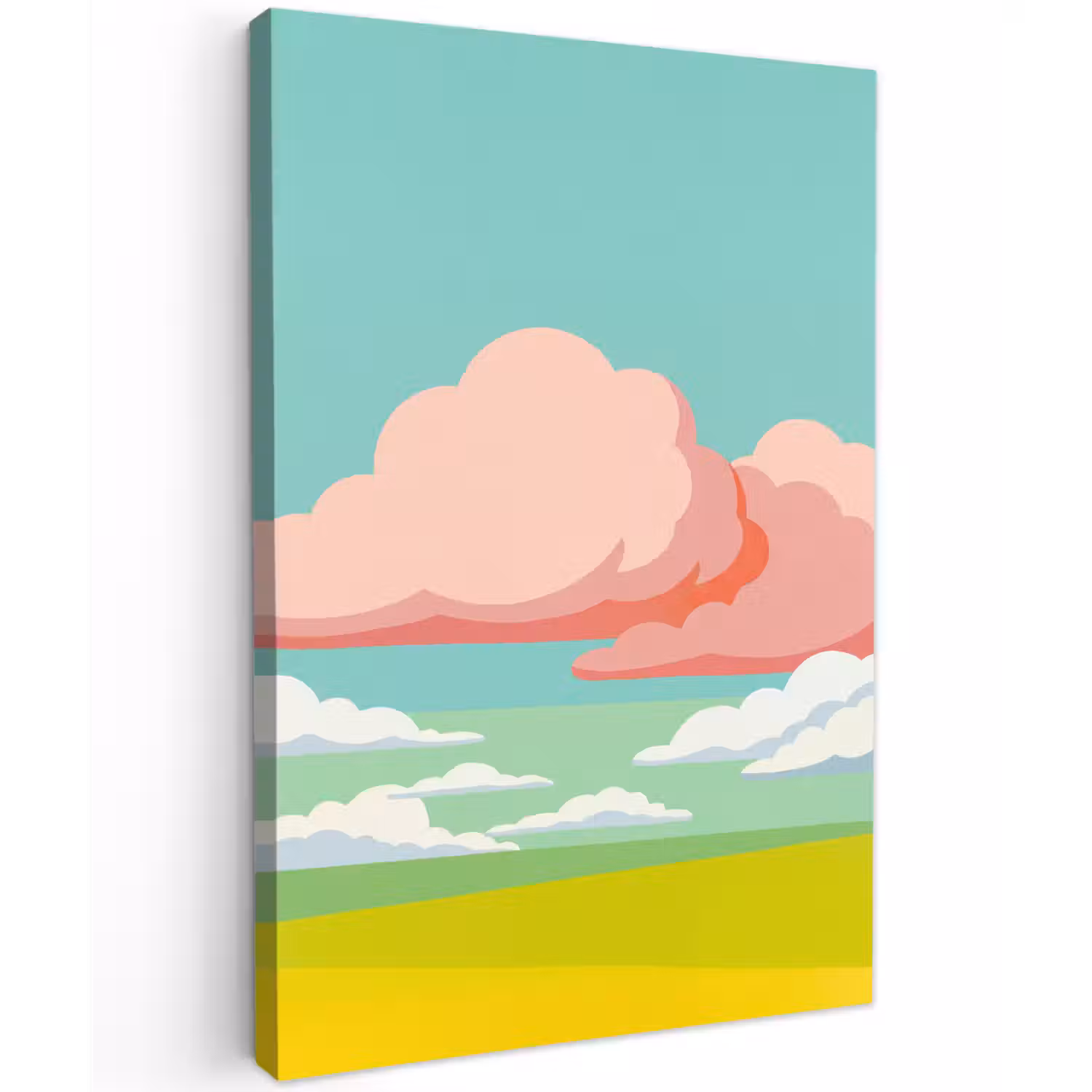 Wolken - Roze - Natuur - Modern - Pastel Tuinposter op houten frame 2 cm dik klein -3d