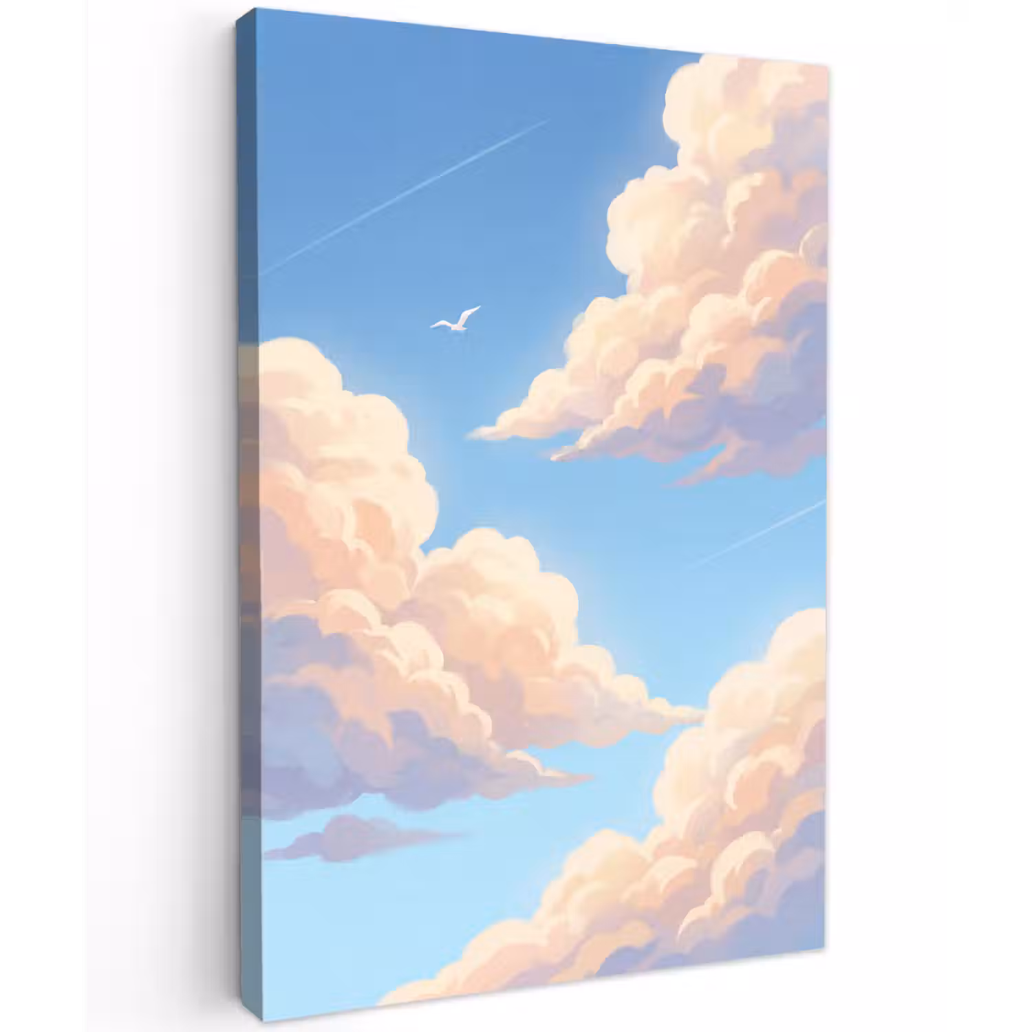 Wolken - Lucht - Natuur - Blauw Tuinposter op houten frame 2 cm dik klein -3d
