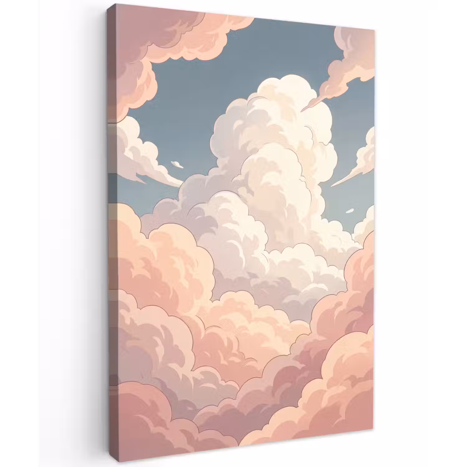 Wolken - Lucht - Natuur - Pastel - Roze Tuinposter op houten frame 2 cm dik klein -3d