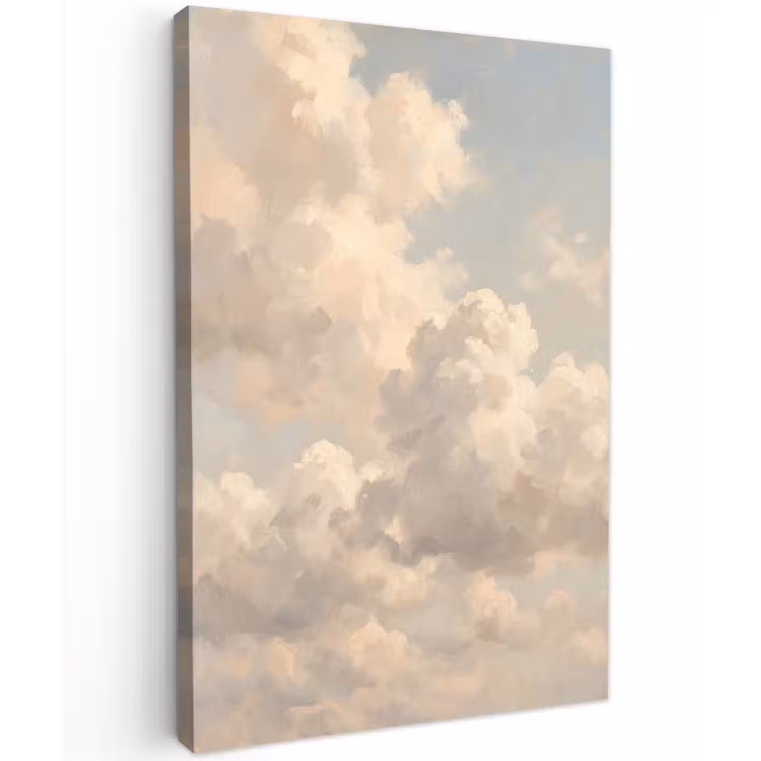Wolken - Zacht - Natuur - Klassiek - Beige Tuinposter op houten frame 2 cm dik klein -3d