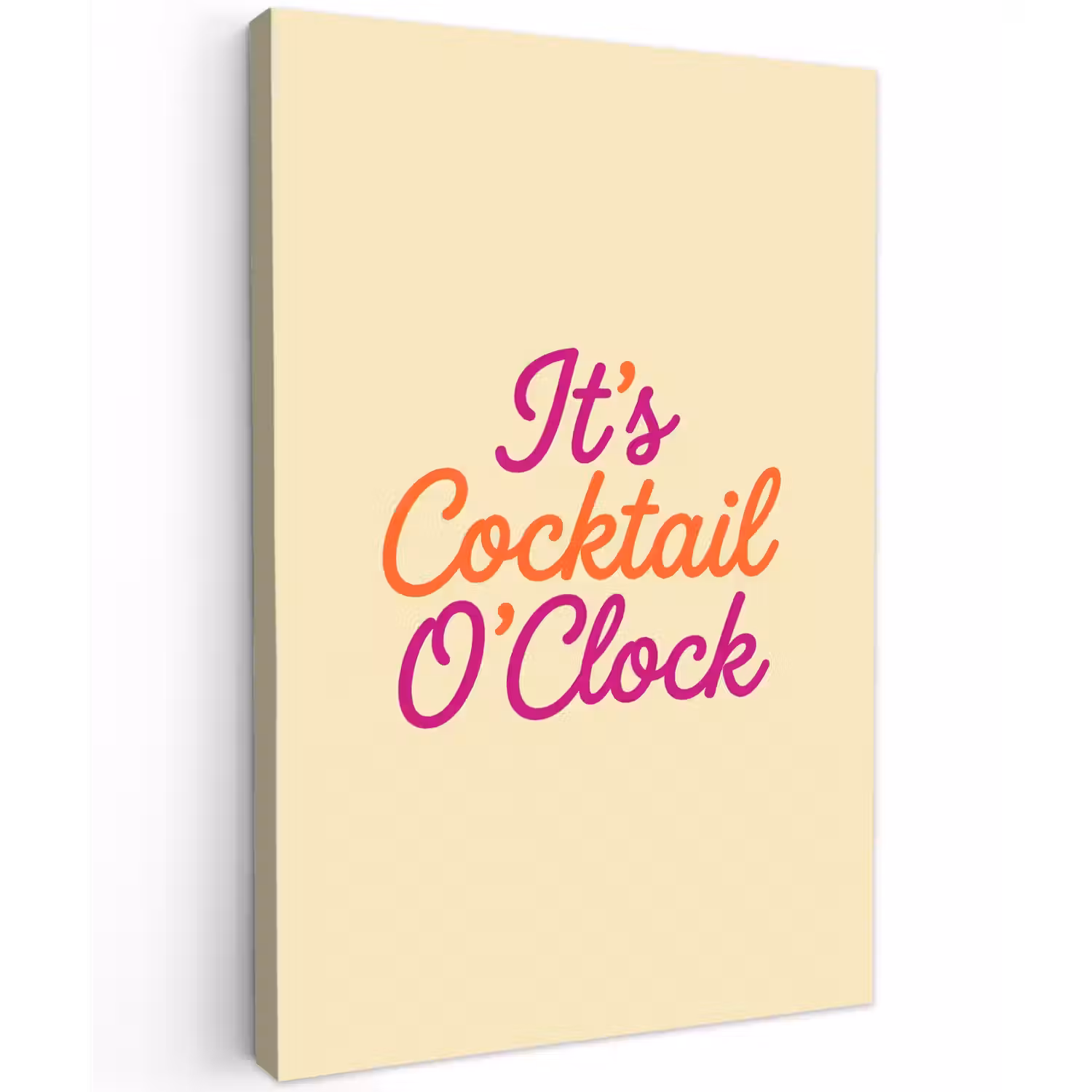 Cocktail O'Clock - Geel - Retro Tuinposter op houten frame 2 cm dik klein -3d