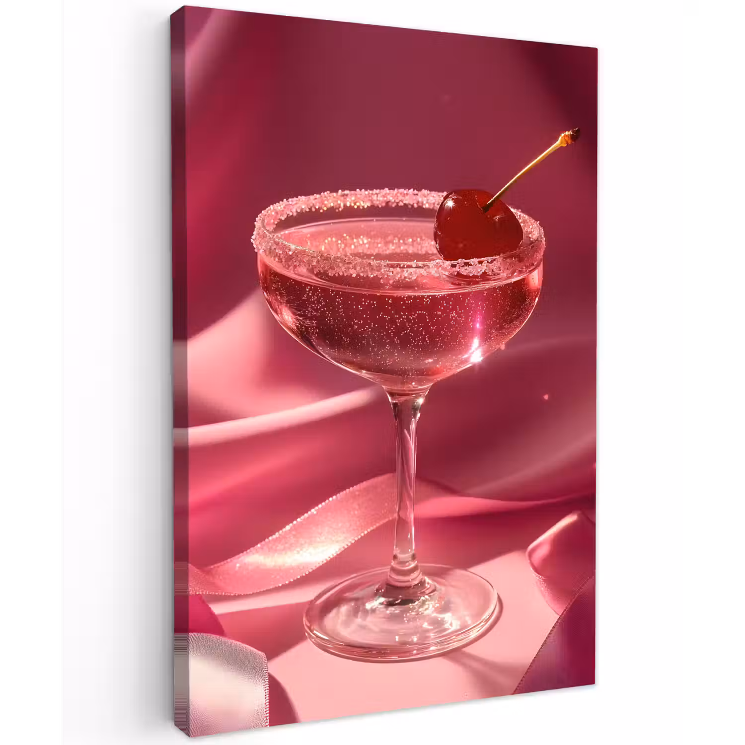 Cocktail - Pink - Luxe Tuinposter op houten frame 2 cm dik klein -3d