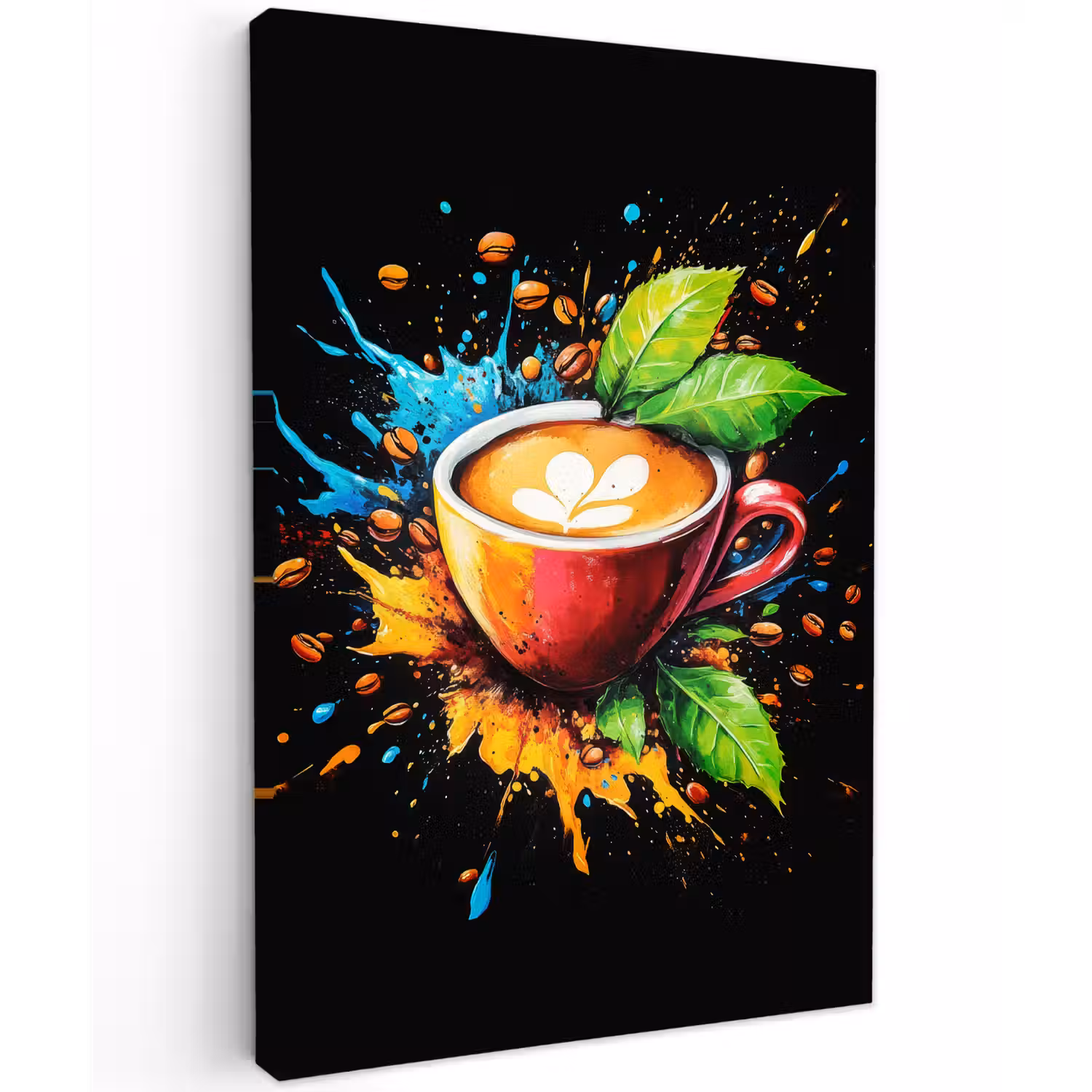 Koffie - Graffiti - Drinken - Abstract Tuinposter op houten frame 2 cm dik klein -3d