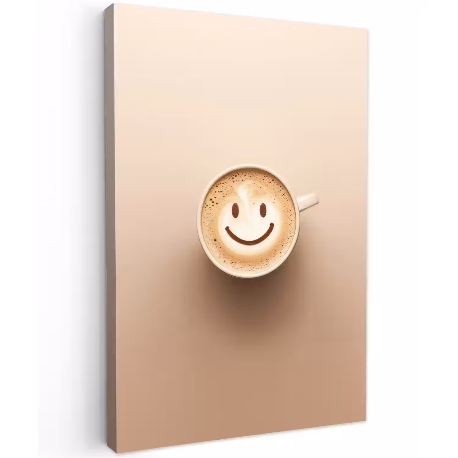 Koffie - Melkschuim - Lach - Beige Tuinposter op houten frame 2 cm dik klein -3d