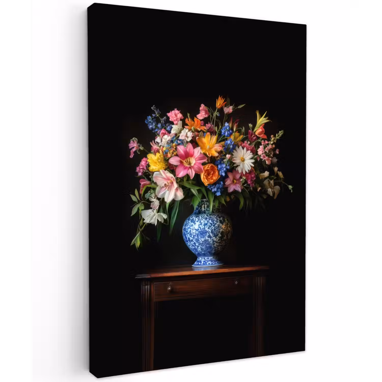 Kleur - Vaas - Bloemen - Boeket Tuinposter op houten frame 2 cm dik klein -3d