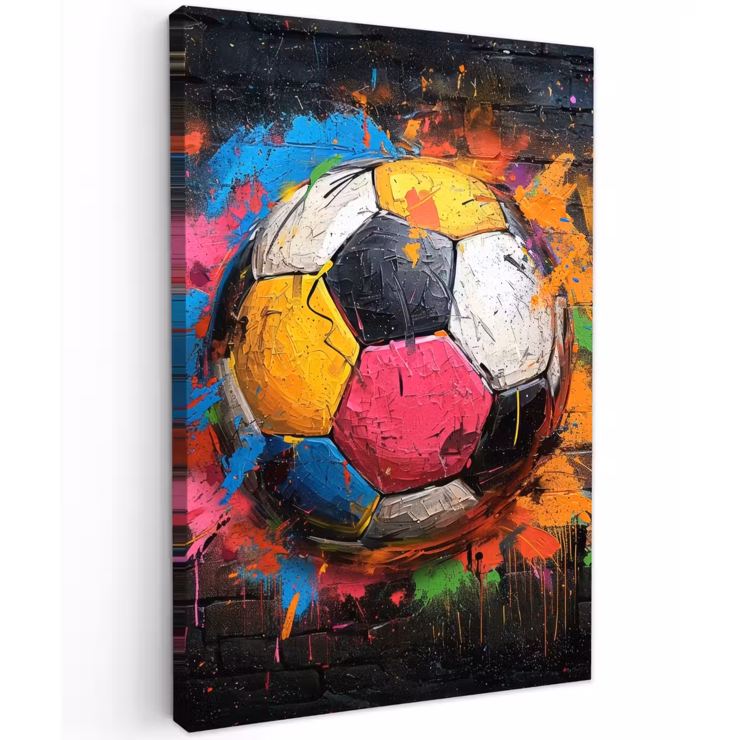 Kleurrijke Voetbal Tuinposter op houten frame 2 cm dik klein -3d