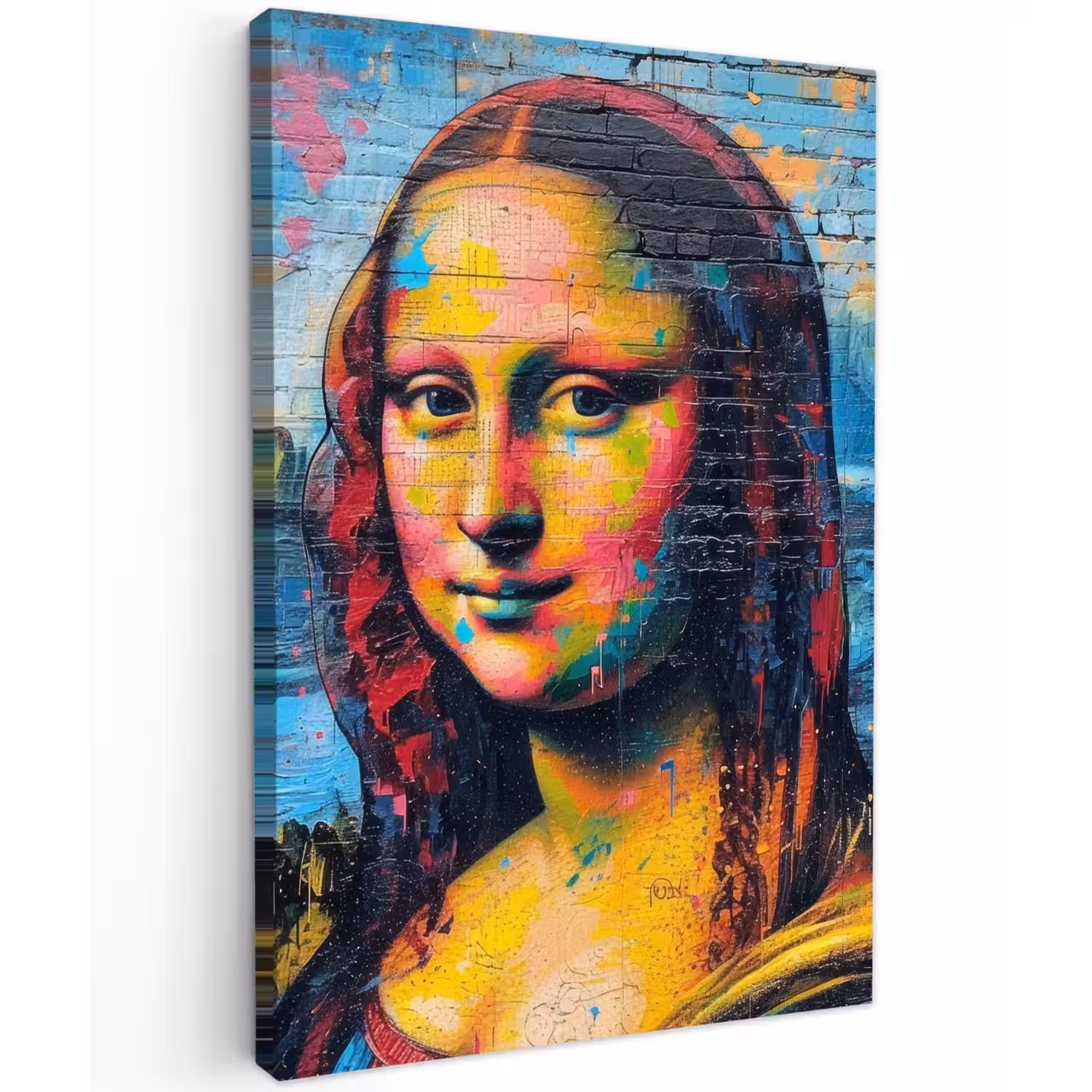 Kleurrijke Mona Lisa Tuinposter op houten frame 2 cm dik klein -3d