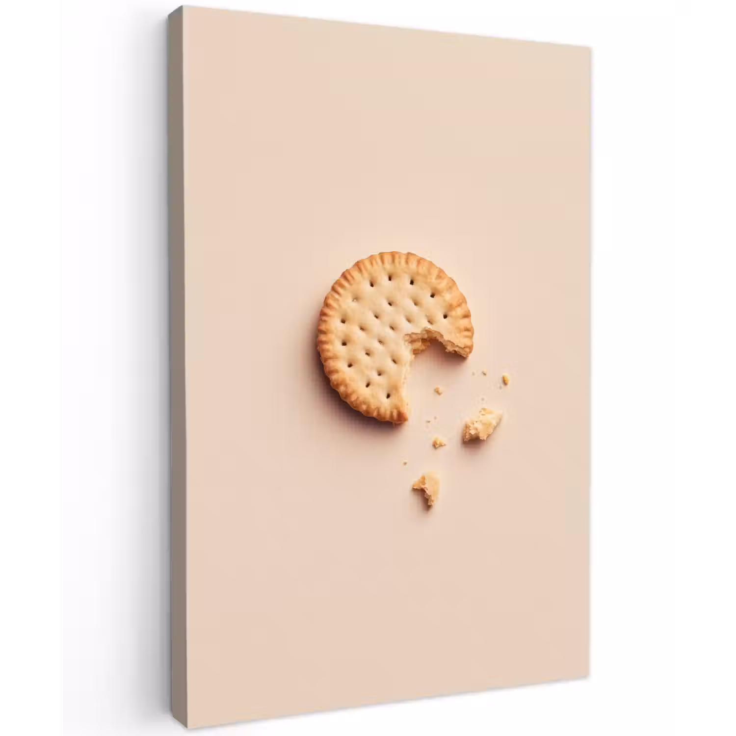 Koekje - Kruimels - beige Tuinposter op houten frame 2 cm dik klein -3d
