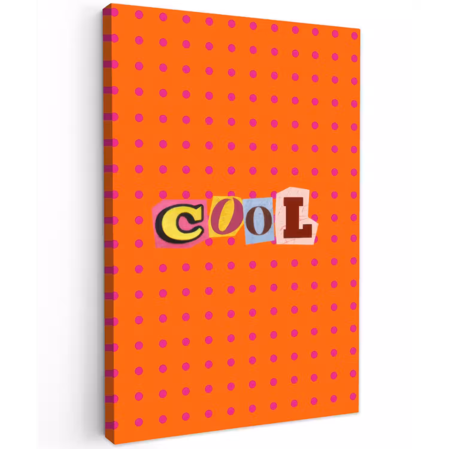 Cool - Stippen - Oranje Tuinposter op houten frame 2 cm dik klein -3d