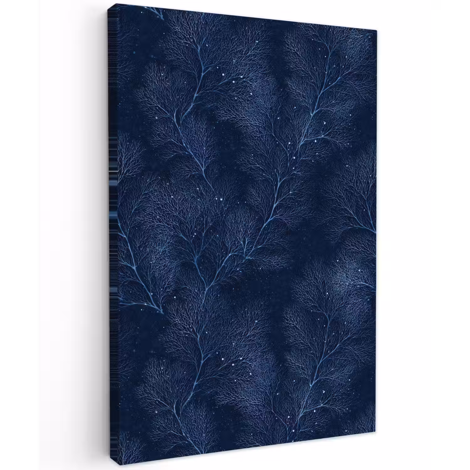 Koraal - Takken - Patroon - Nachtblauw Tuinposter op houten frame 2 cm dik klein 841 -3d