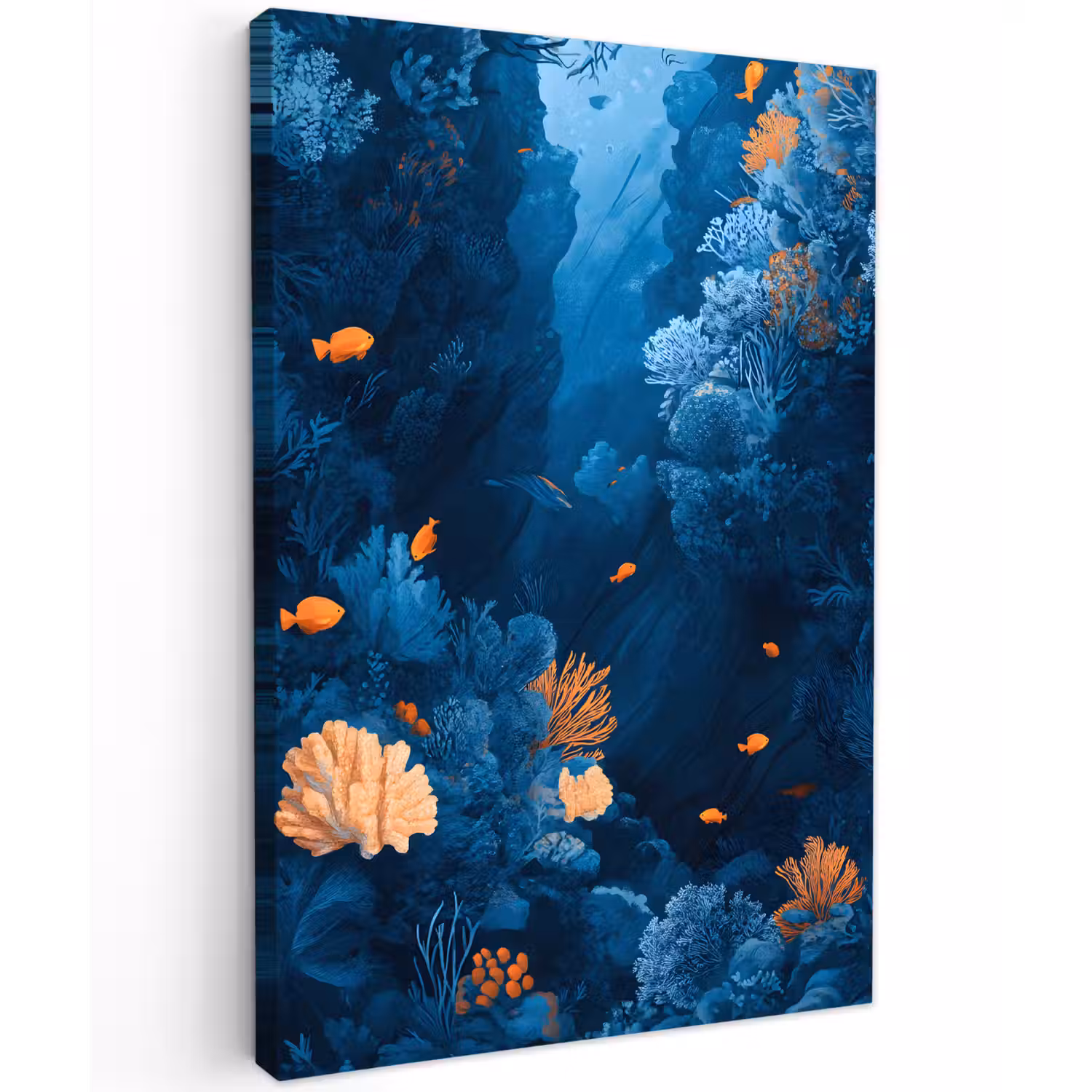 Koraalrif - Vissen - Oceaan - Blauw Tuinposter op houten frame 2 cm dik klein -3d
