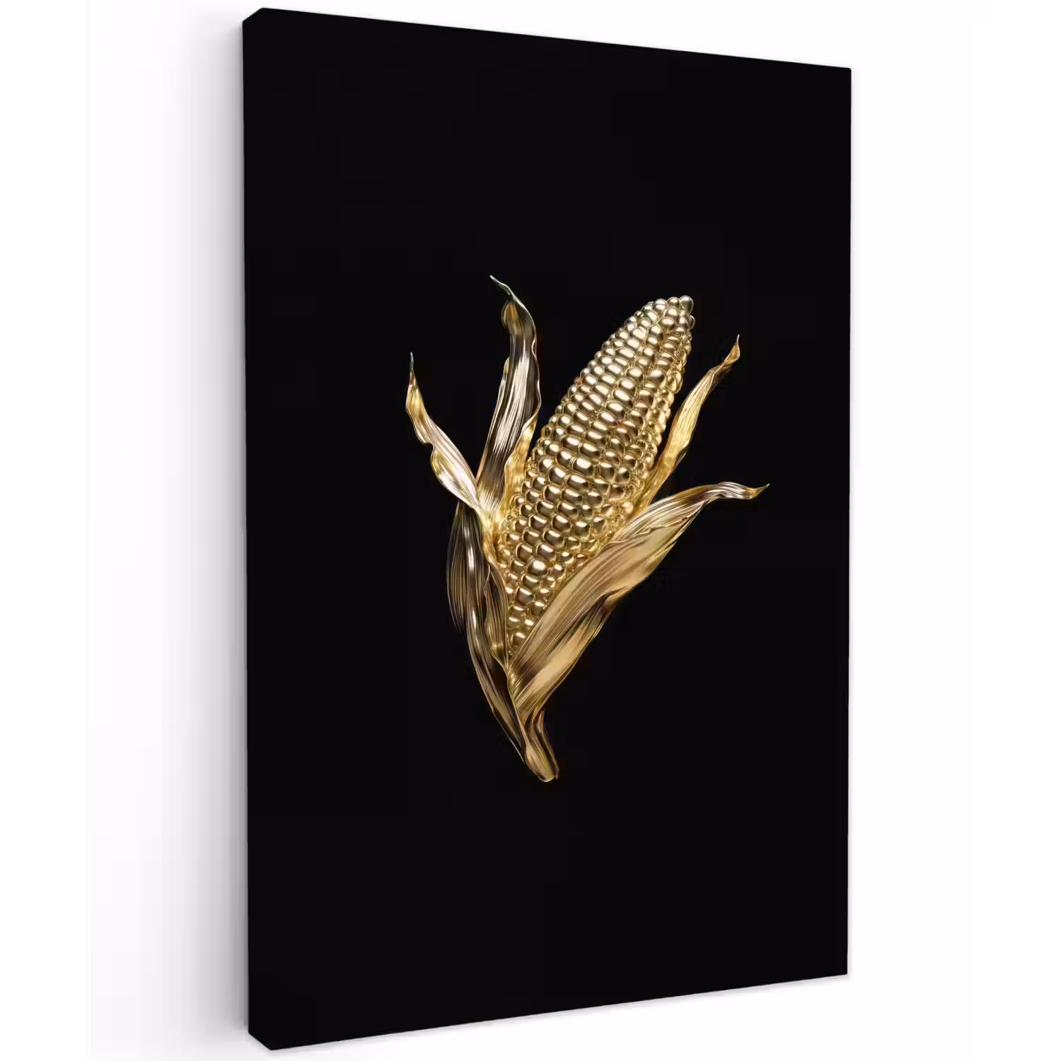 Mais - Eten - Goud - Zwart Tuinposter op houten frame 2 cm dik klein -3d