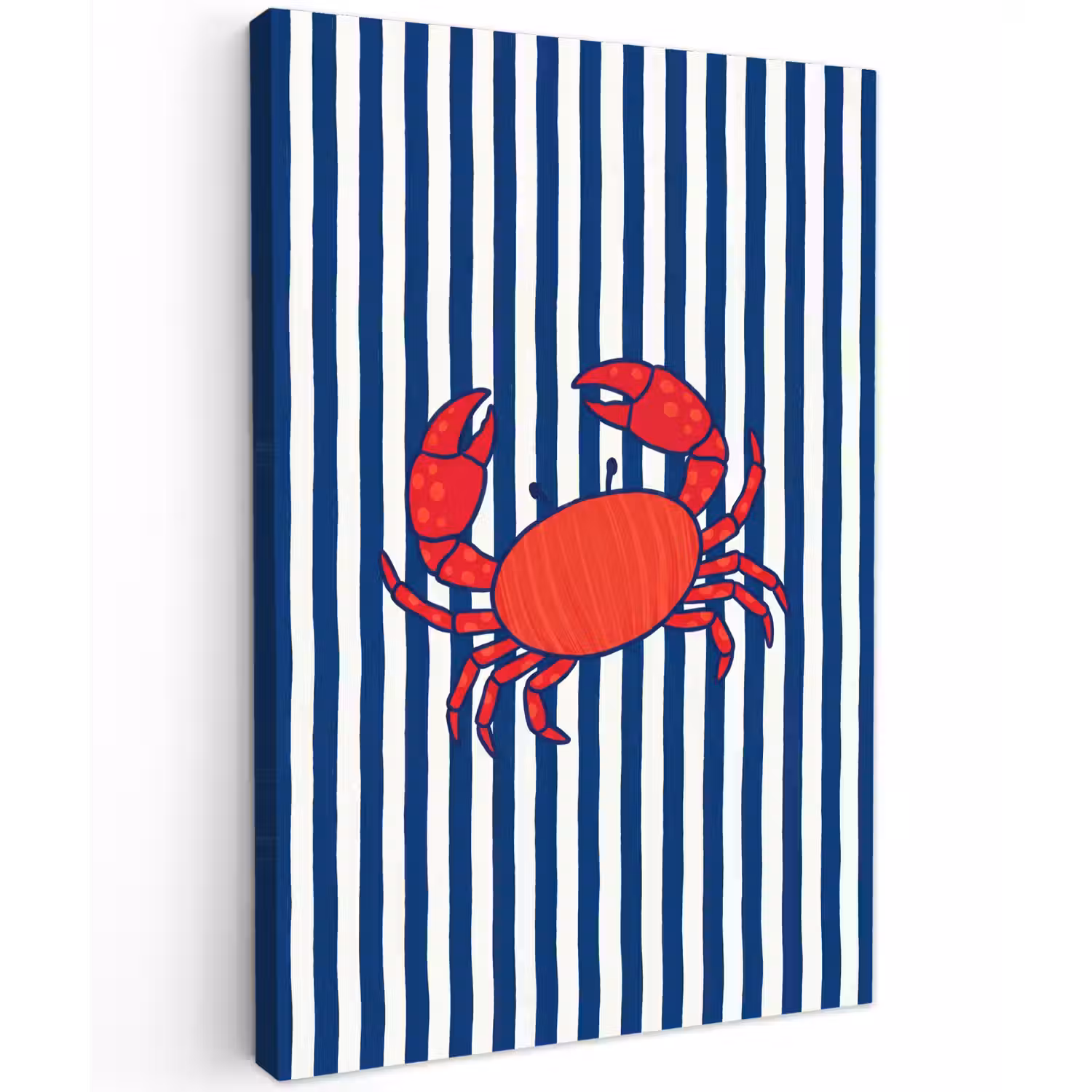 Krab - Strepen - Zeeleven - Illustratie - Rood Tuinposter op houten frame 2 cm dik klein -3d