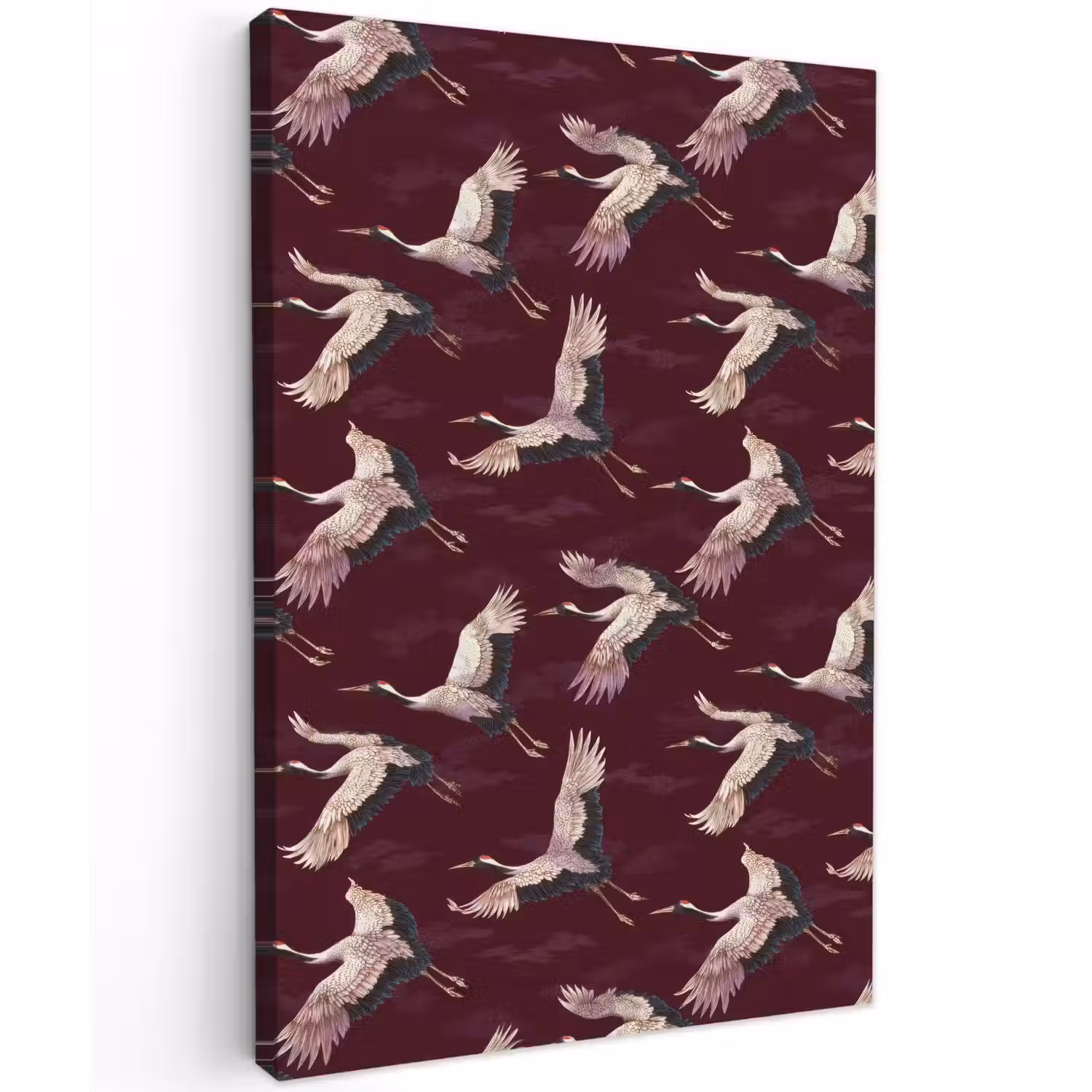 Kraanvogels - Klassiek - Bordeaux Tuinposter op houten frame 2 cm dik klein 841 -3d