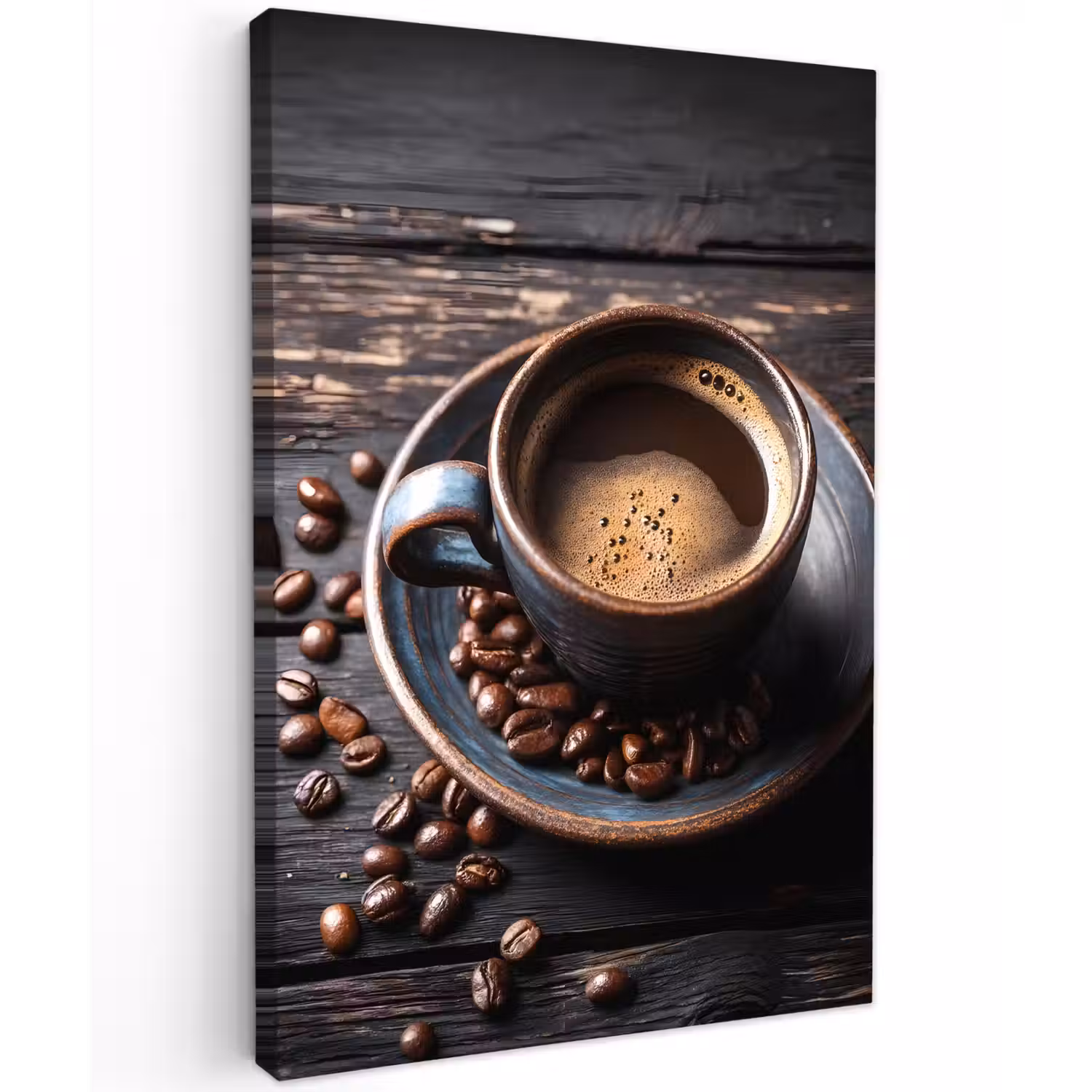 Kop - Koffie - Hout - Bonen Tuinposter op houten frame 2 cm dik klein -3d