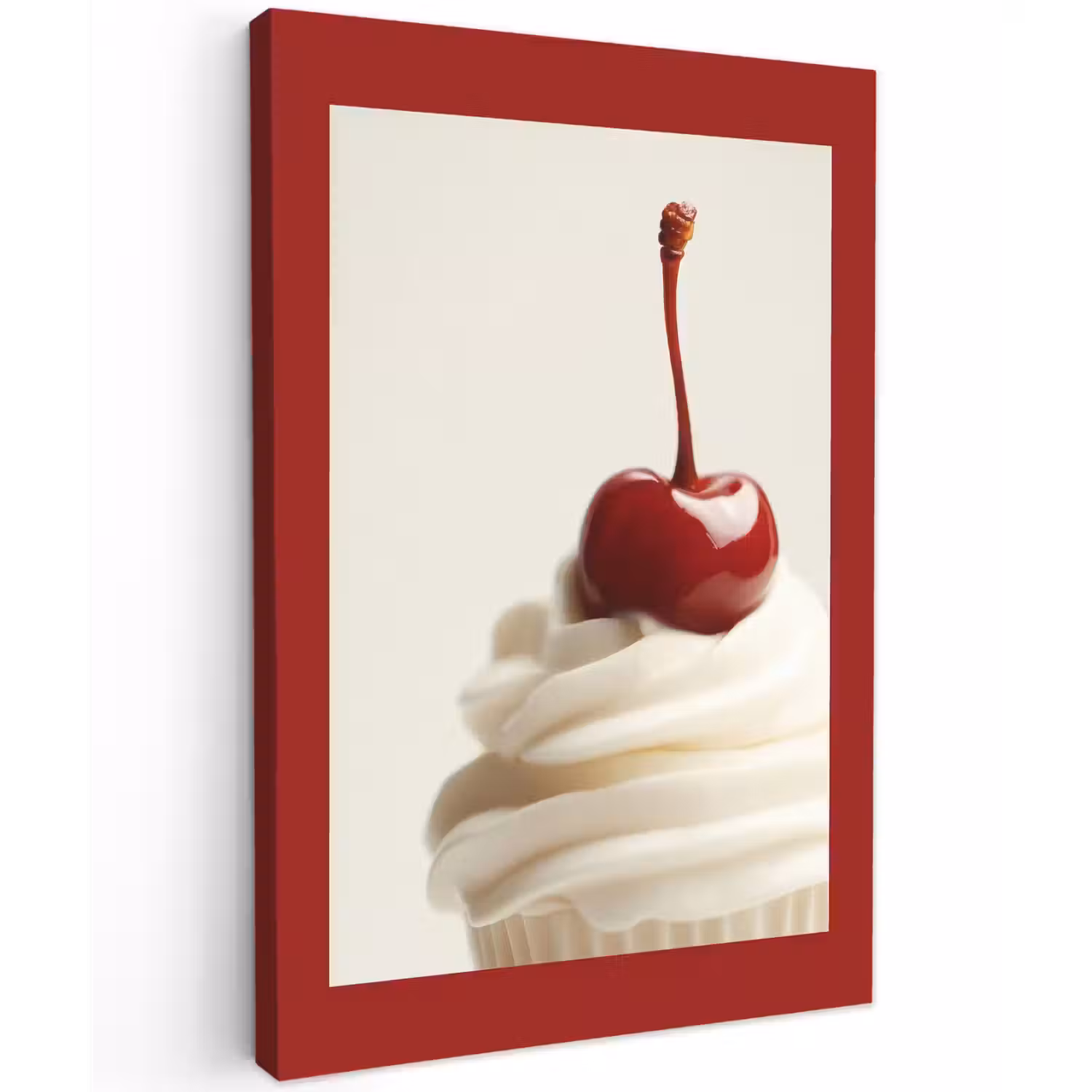 Cupcake - Kers - Rood Tuinposter op houten frame 2 cm dik klein -3d