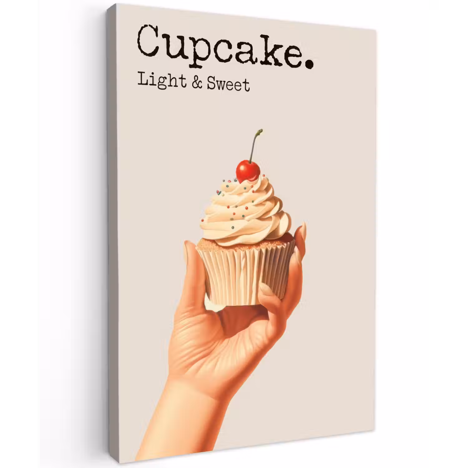 Cupcake - Zoet - Kers Tuinposter op houten frame 2 cm dik klein -3d