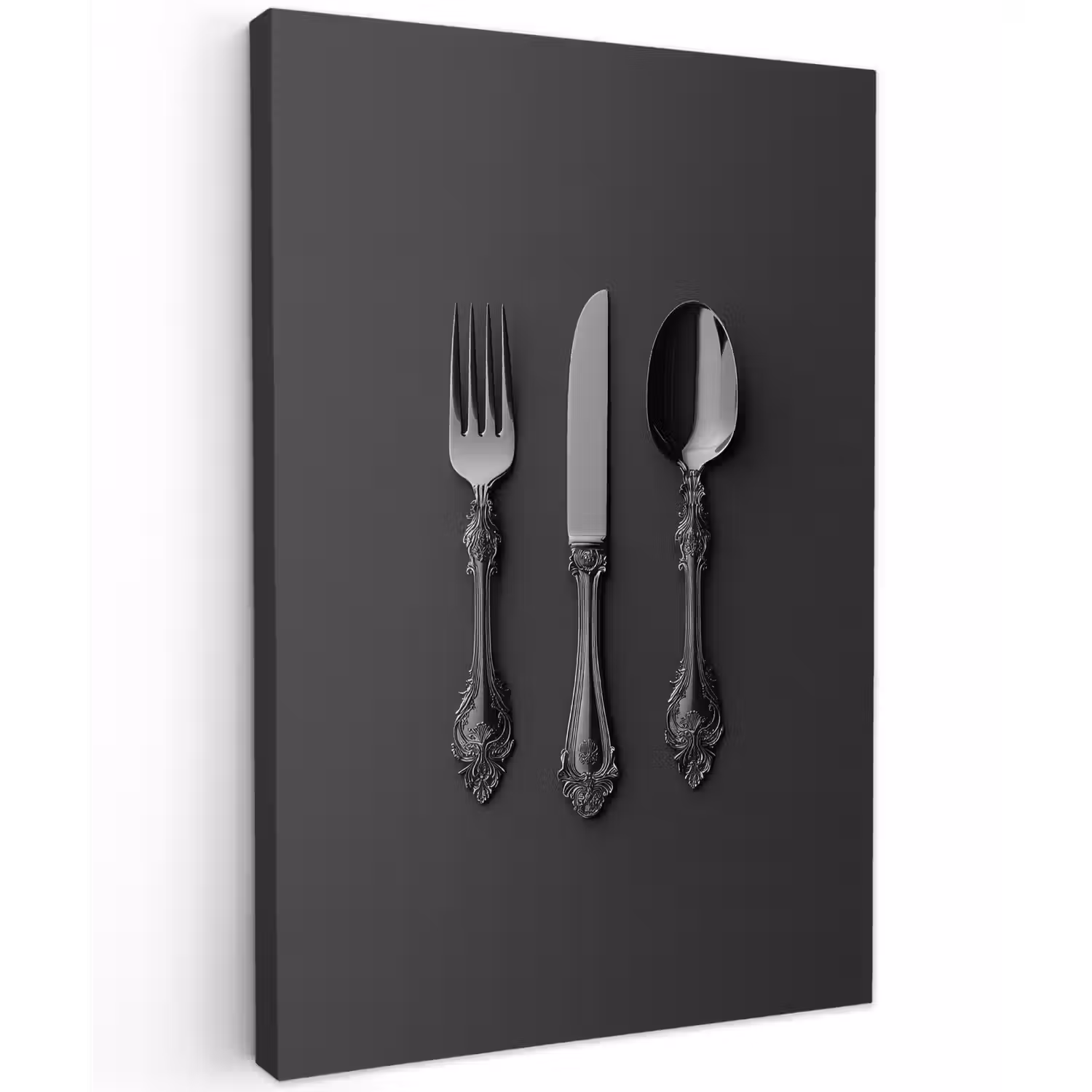 Bestek - Zwart Tuinposter op houten frame 2 cm dik klein -3d