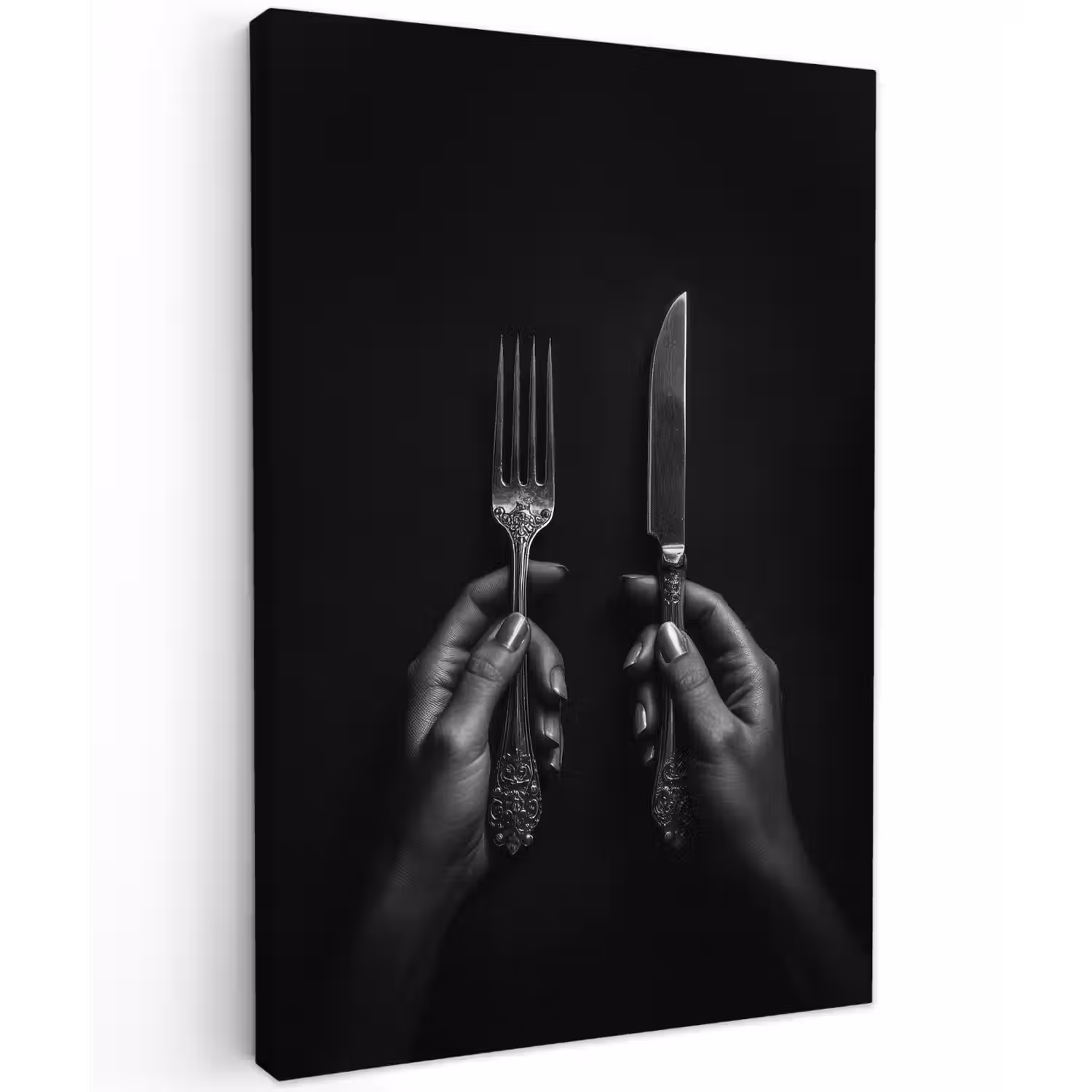 Bestek - Zwart - Wit Tuinposter op houten frame 2 cm dik klein -3d