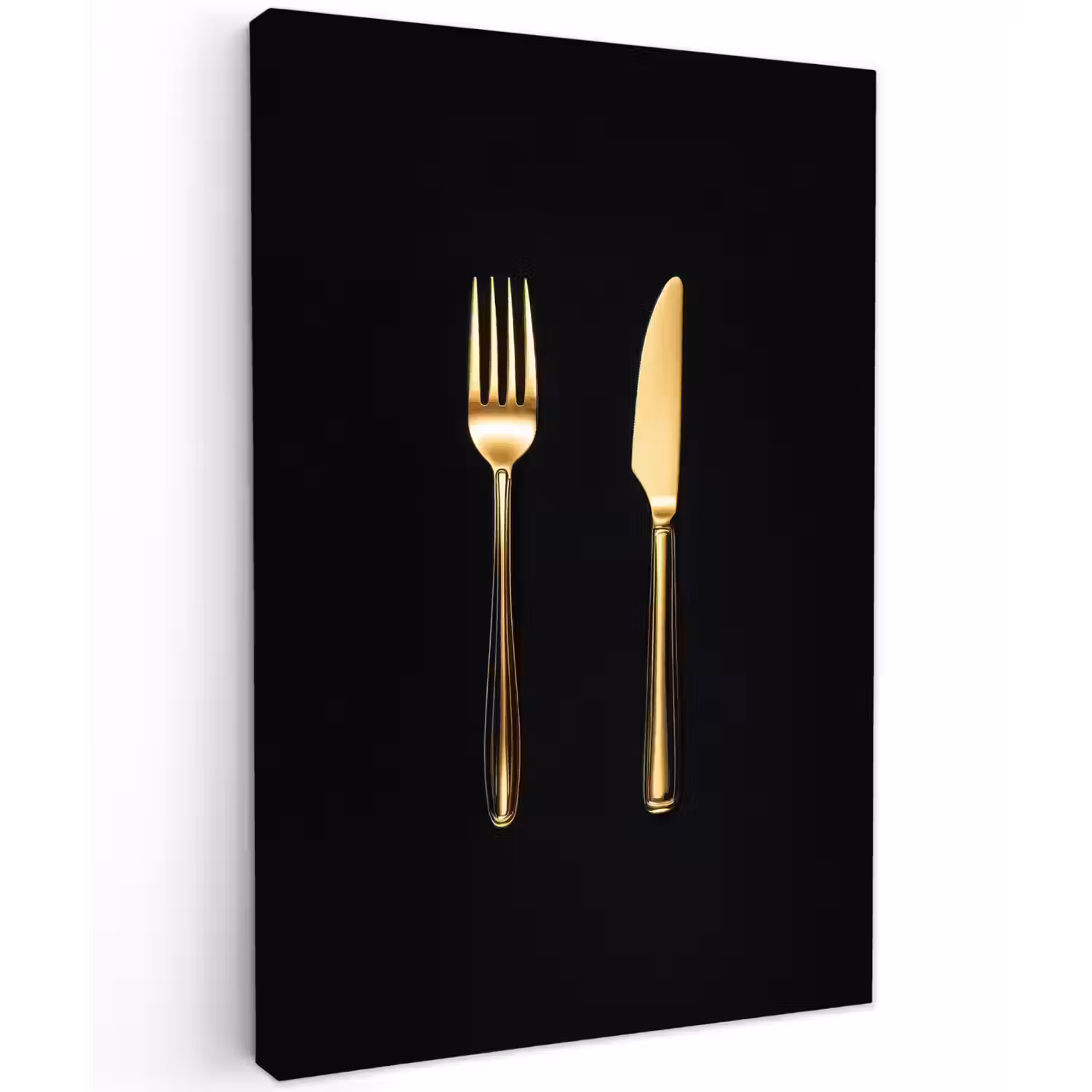 Bestek - Goud - Mes - Vork Tuinposter op houten frame 2 cm dik klein -3d