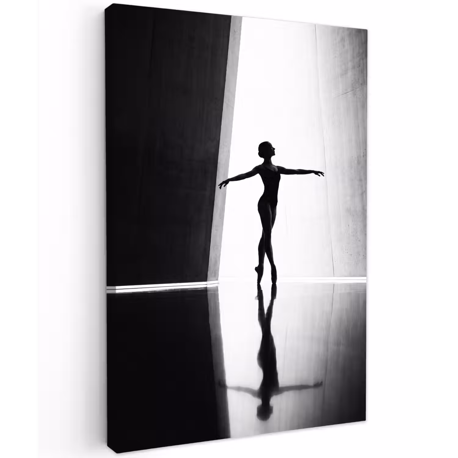 Danser - Silhouette - Kunst - Modern - Zwart-wit Tuinposter op houten frame 2 cm dik klein -3d