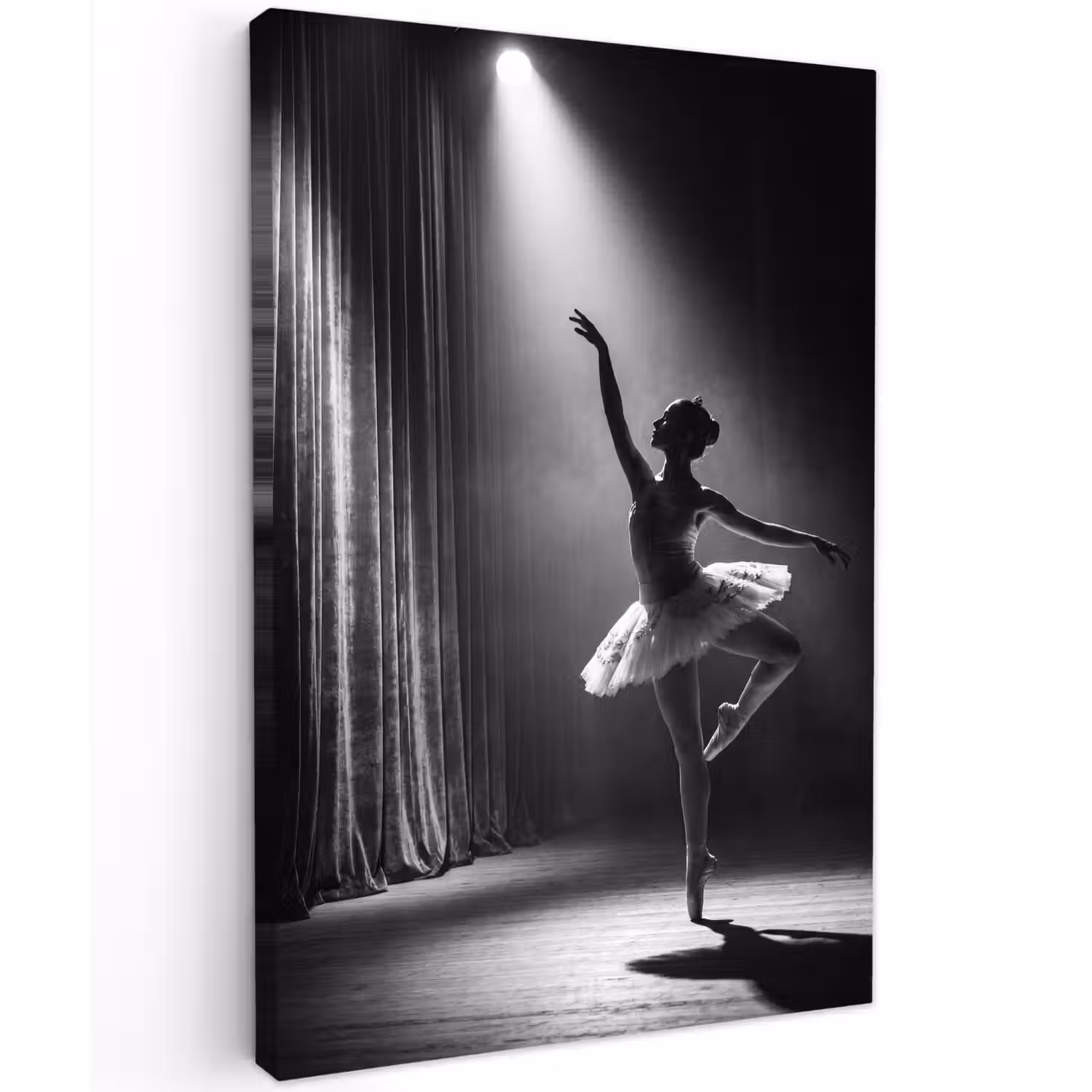 Danser - Podium - Zwart-wit - Kunst - Klassiek Tuinposter op houten frame 2 cm dik klein -3d