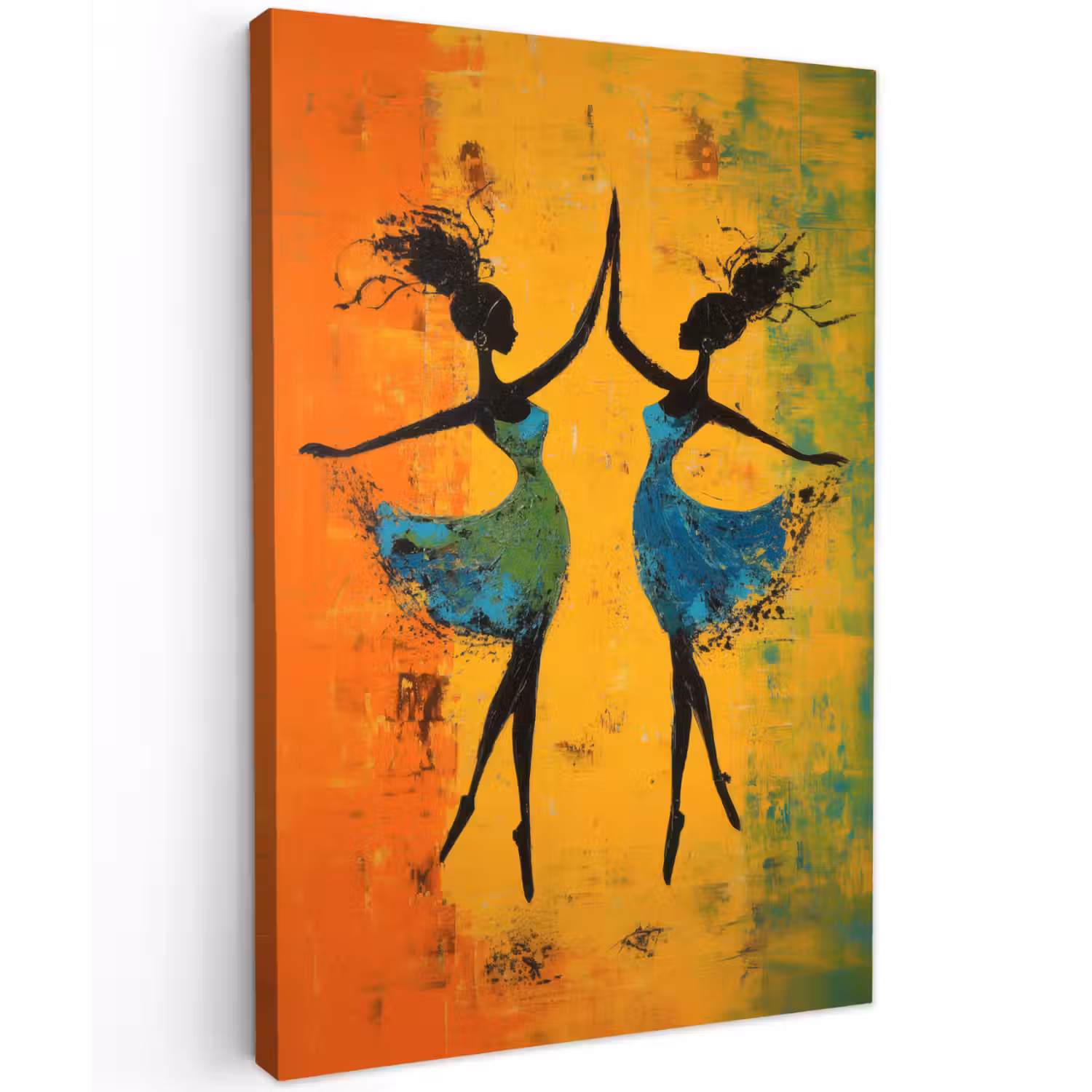Dansen - Vrouwen - Verfstructuur Tuinposter op houten frame 2 cm dik klein -3d