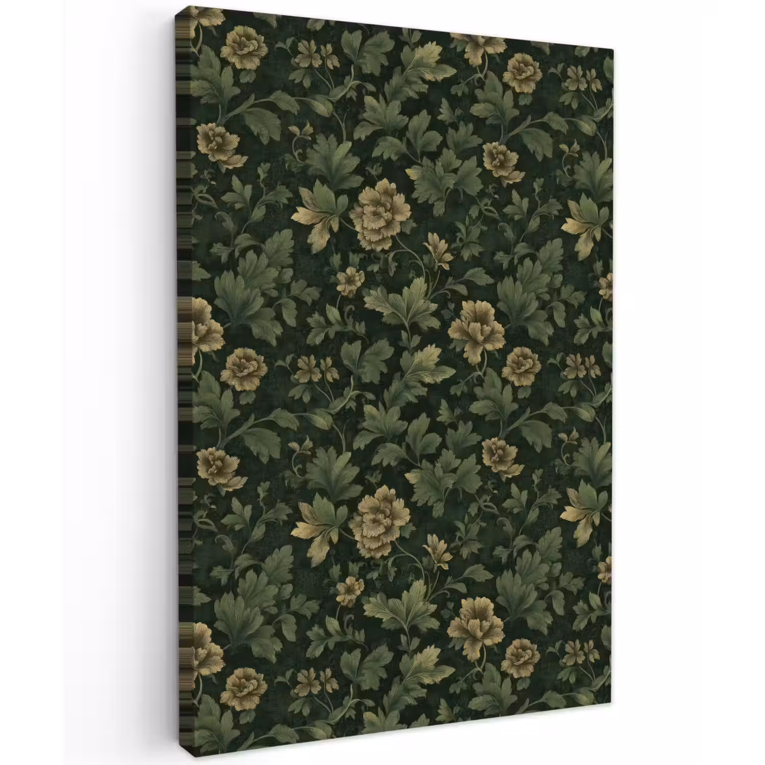 Donker - Groen - Goud - Botanisch Tuinposter op houten frame 2 cm dik klein 841 -3d