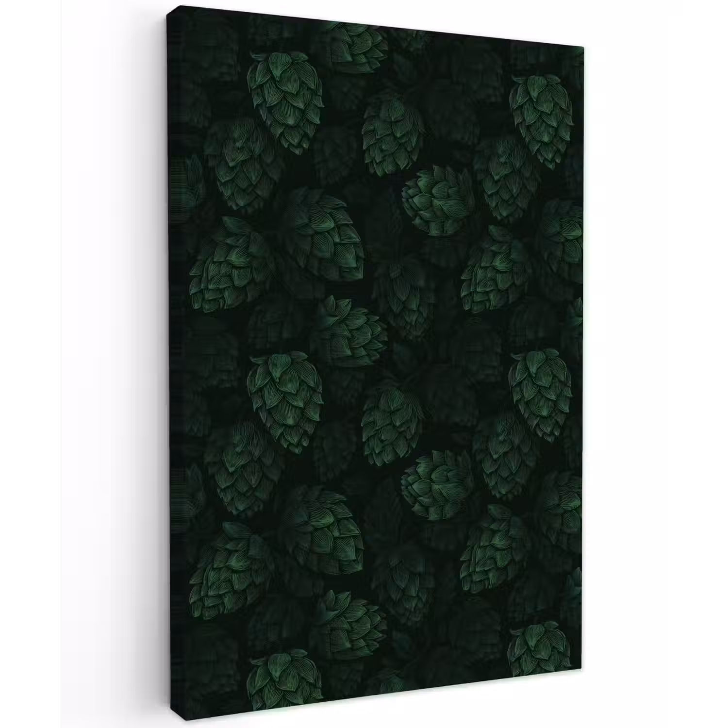 Donker - Groen - Hopbellen - Botanisch - Illustratie Tuinposter op houten frame 2 cm dik klein 841 -3d
