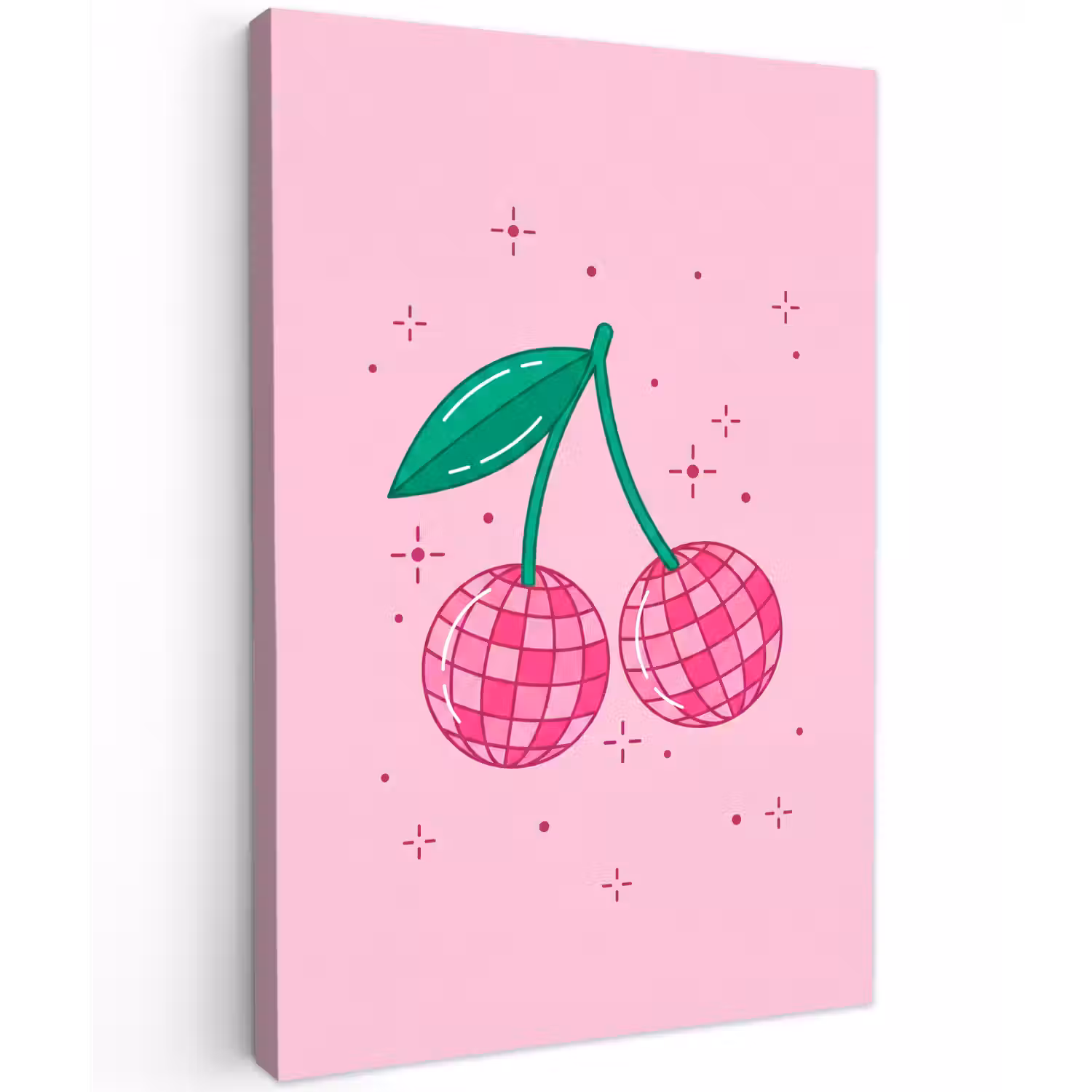 Decoratie - Disco-bal - Feest - Roze Tuinposter op houten frame 2 cm dik klein -3d