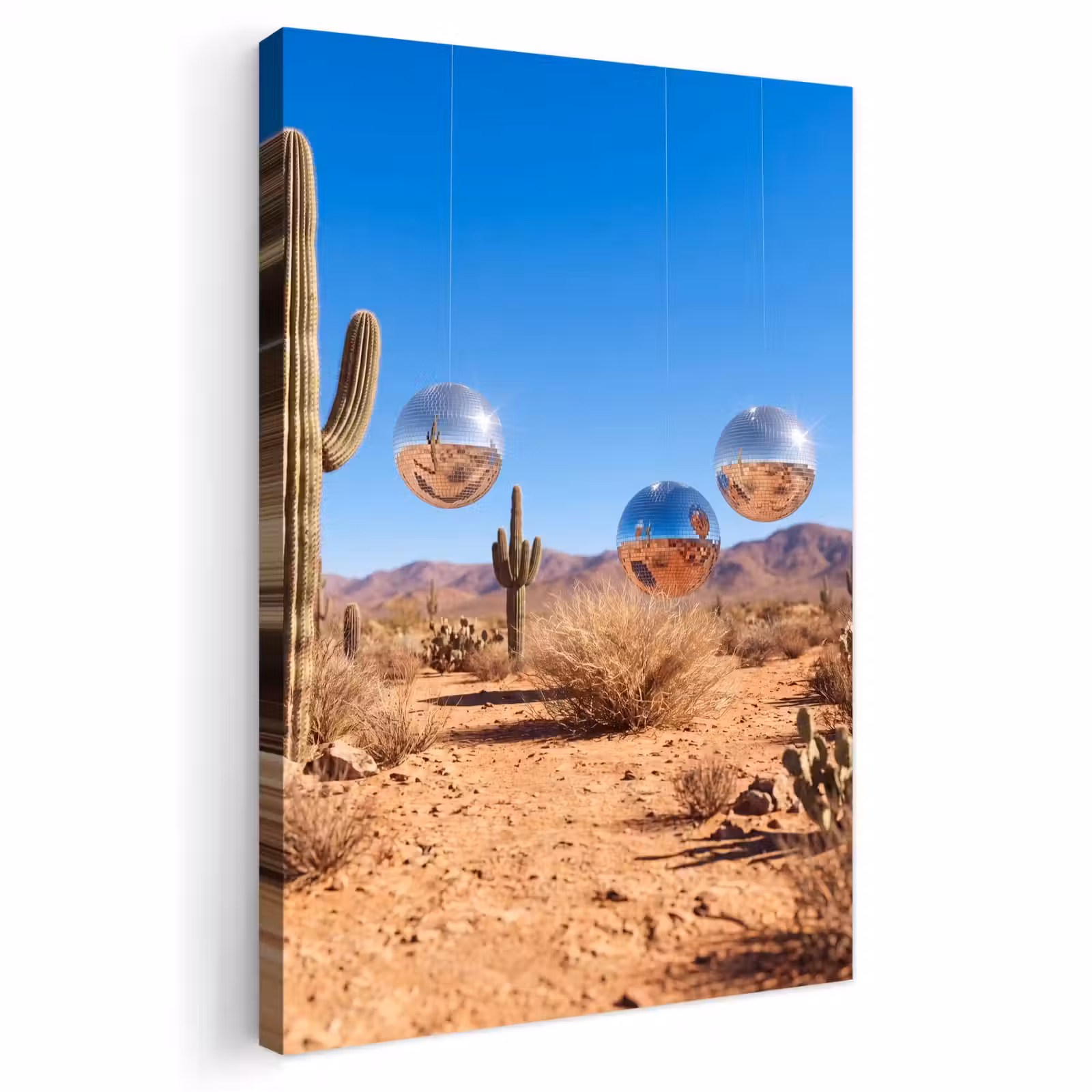Outdoor Canvas Print - Desert - Mirror Ball - Art - Woestijn - Spiegelbal - Kunst Tuinposter op houten frame 2 cm dik klein