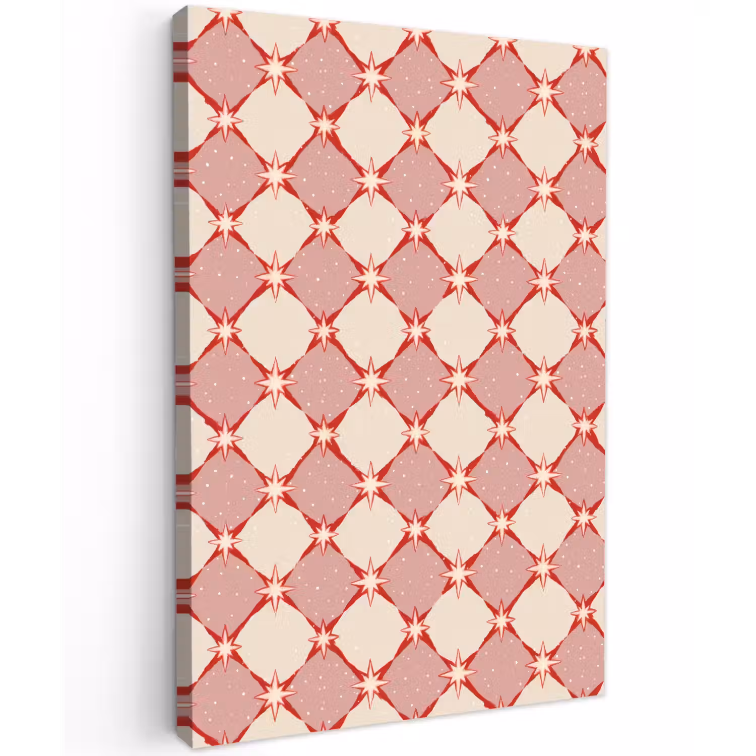 Ruiten - Sterren - Vintage - Oudroze - Rood Tuinposter op houten frame 2 cm dik klein 841 -3d