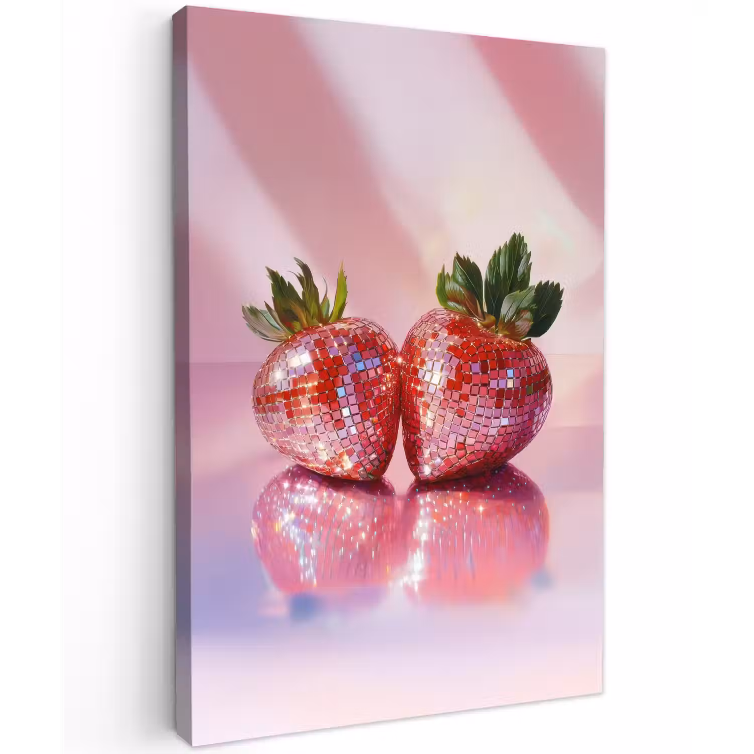 Disco - Fruit - Glitter - Strawberry Tuinposter op houten frame 2 cm dik klein -3d