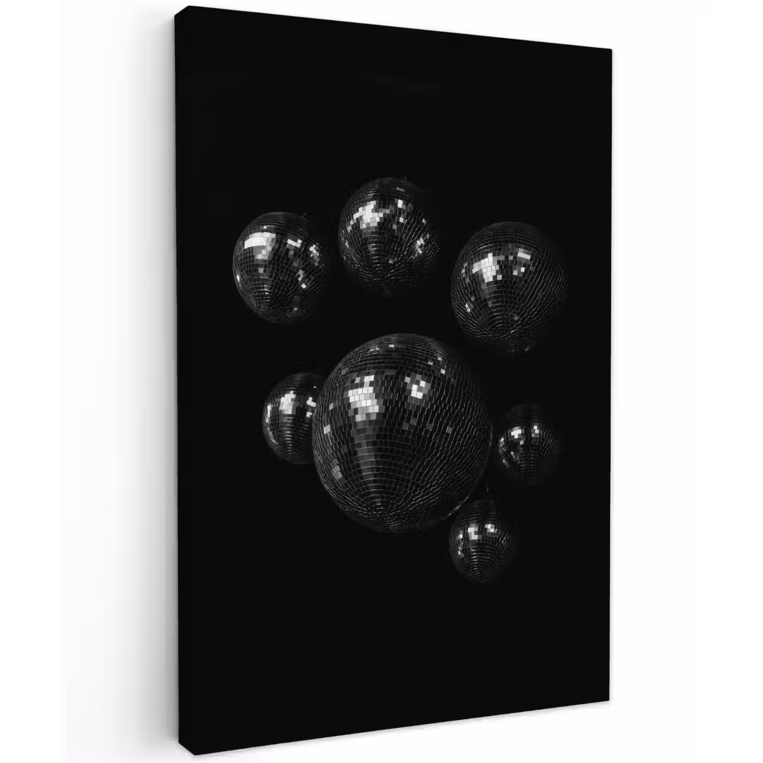 Discoballen - Minimalistisch - Zwart Tuinposter op houten frame 2 cm dik klein -3d