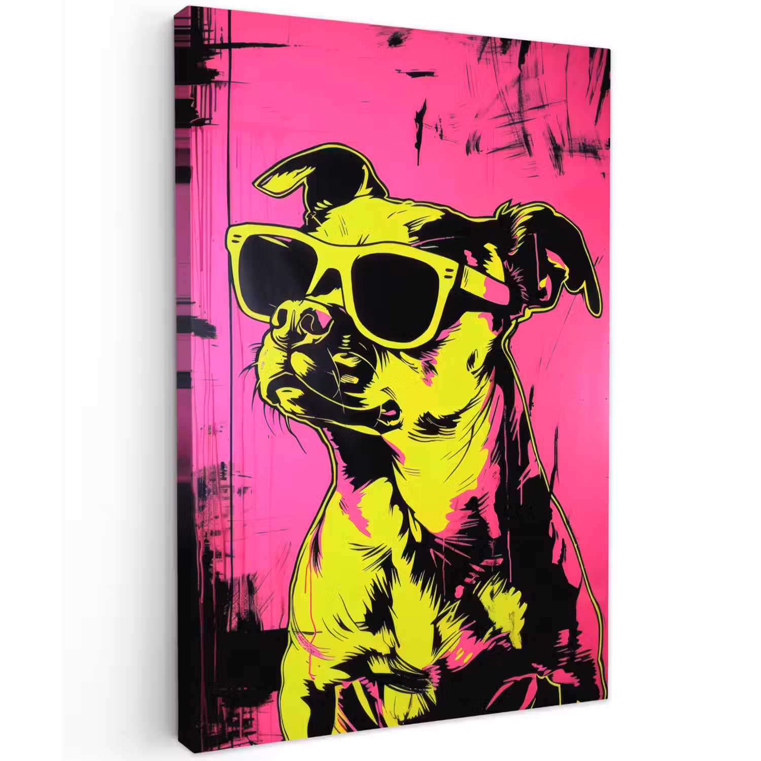 Hond - Zonnebril - Roze - Art Tuinposter op houten frame 2 cm dik klein -3d