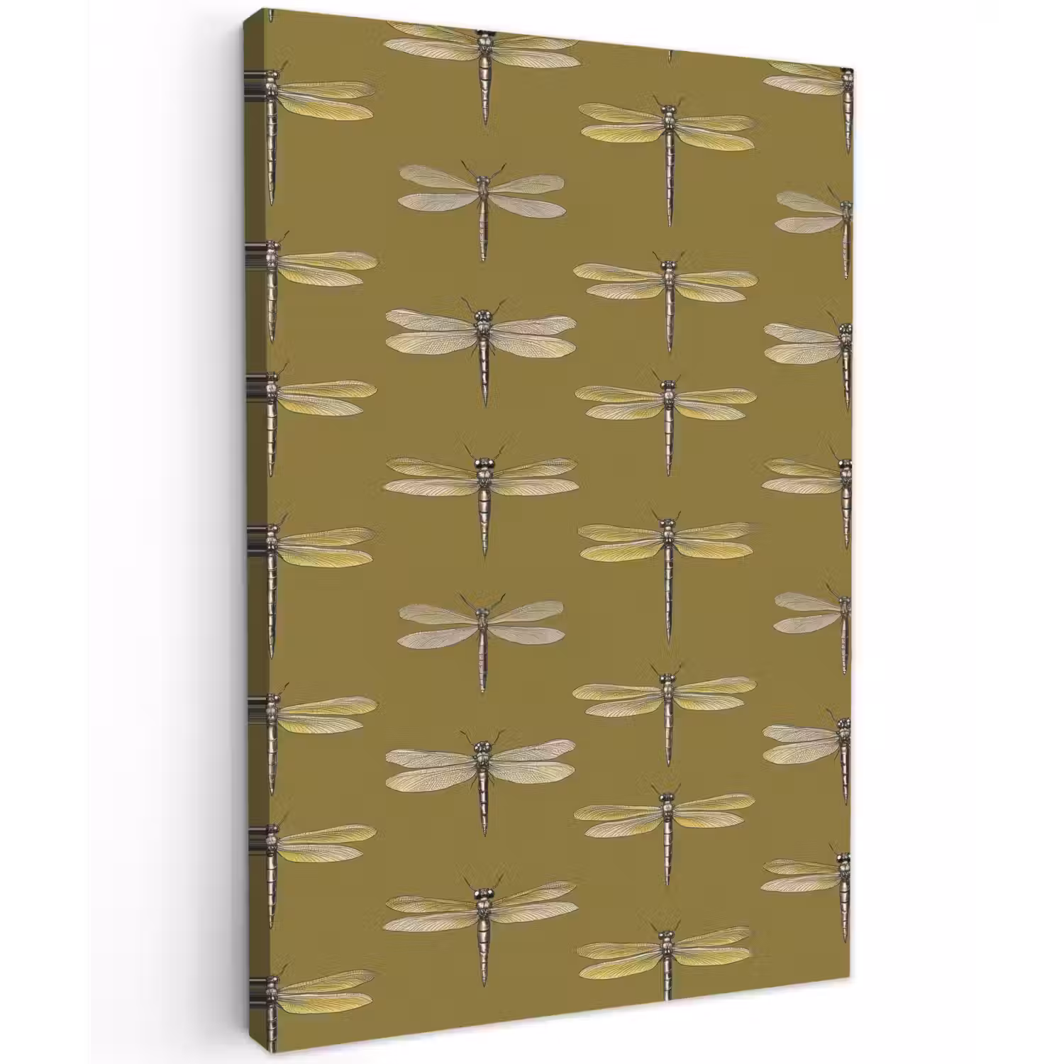 Libellen - Patroon - Groen Tuinposter op houten frame 2 cm dik klein 841 -3d