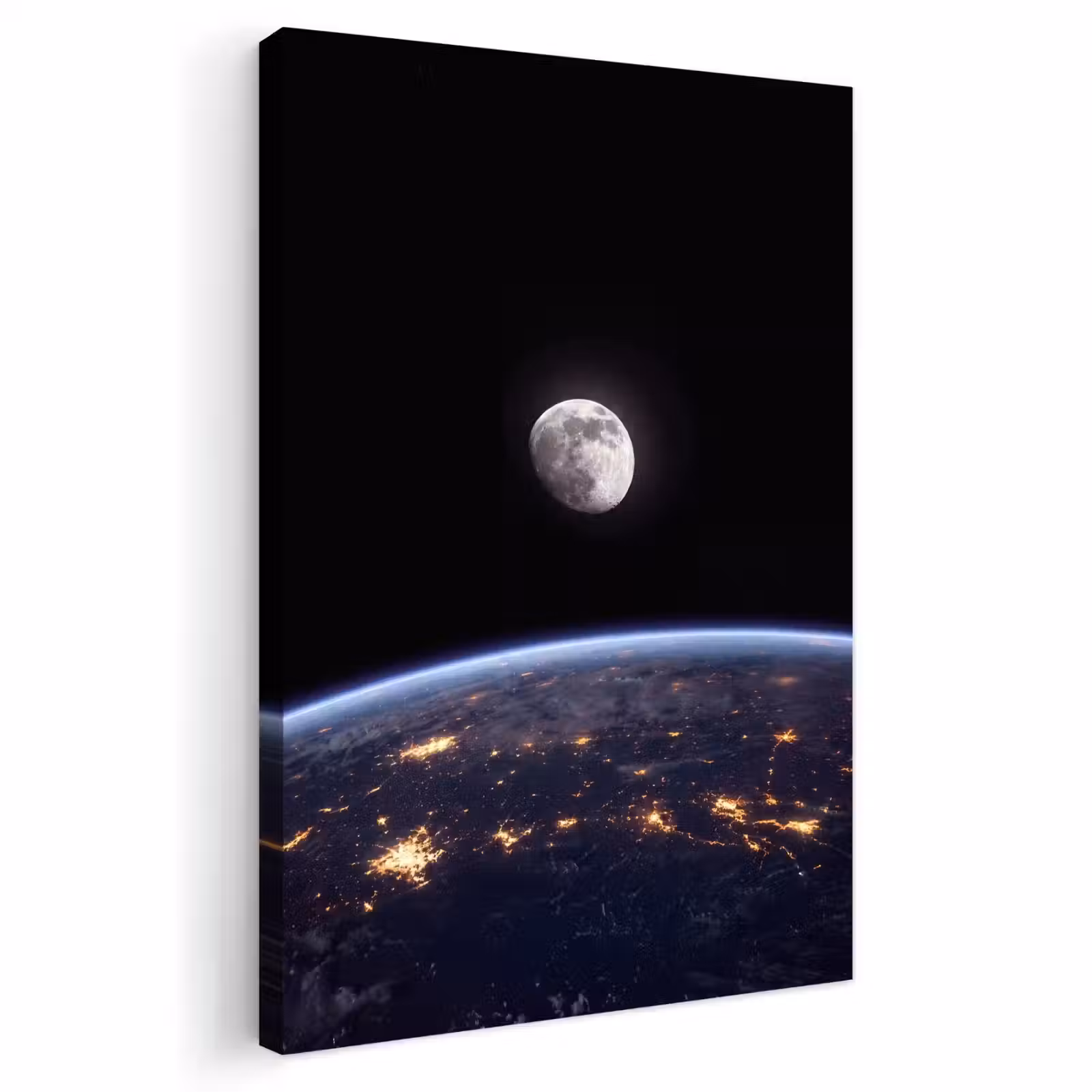 Outdoor Canvas Print - Earth - Night - Space - Aarde - Nacht - Ruimte Tuinposter op houten frame 2 cm dik klein