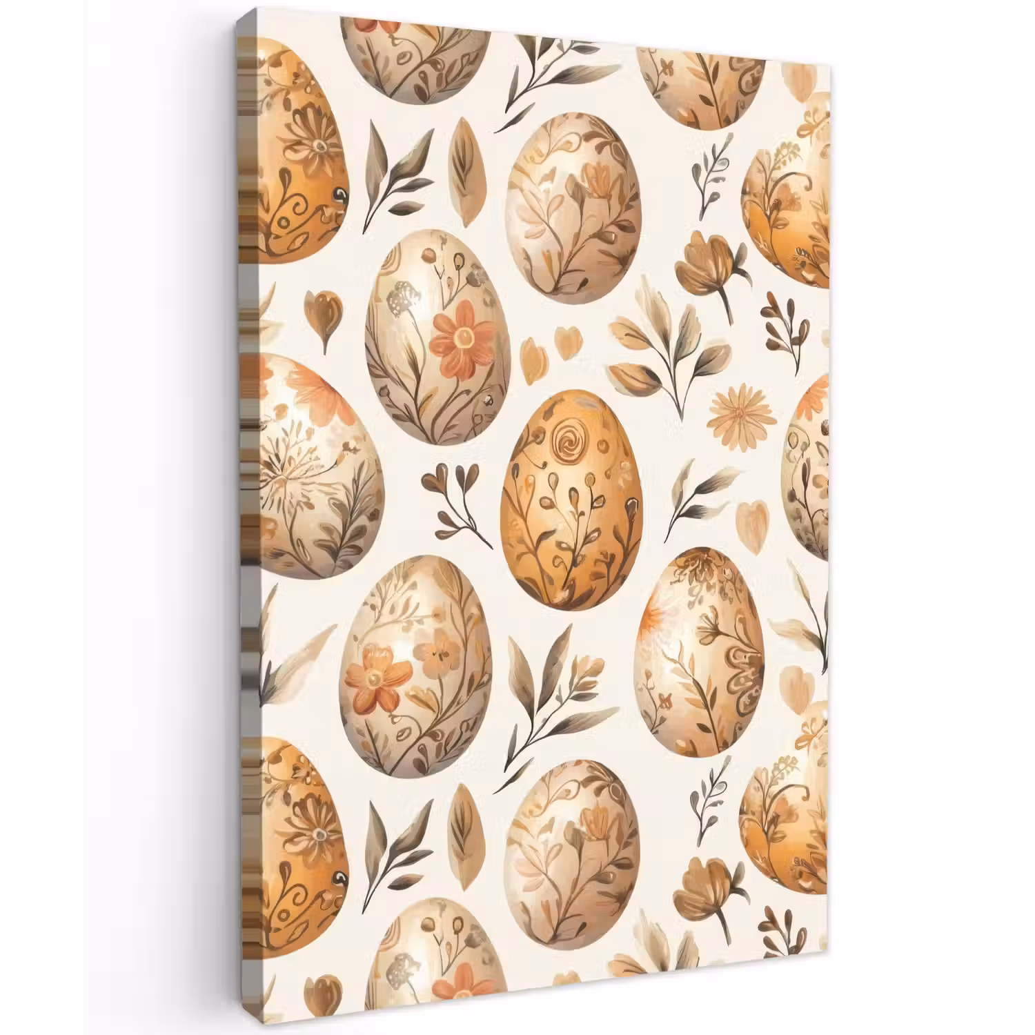 Paaseieren - Bruin - Bloemen Tuinposter op houten frame 2 cm dik klein -3d