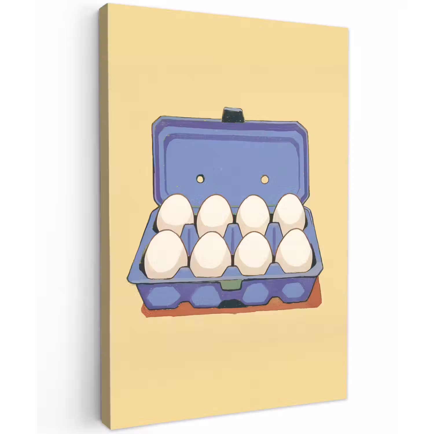 Eieren - Doos - Minimalistisch - Blauw Tuinposter op houten frame 2 cm dik klein -3d