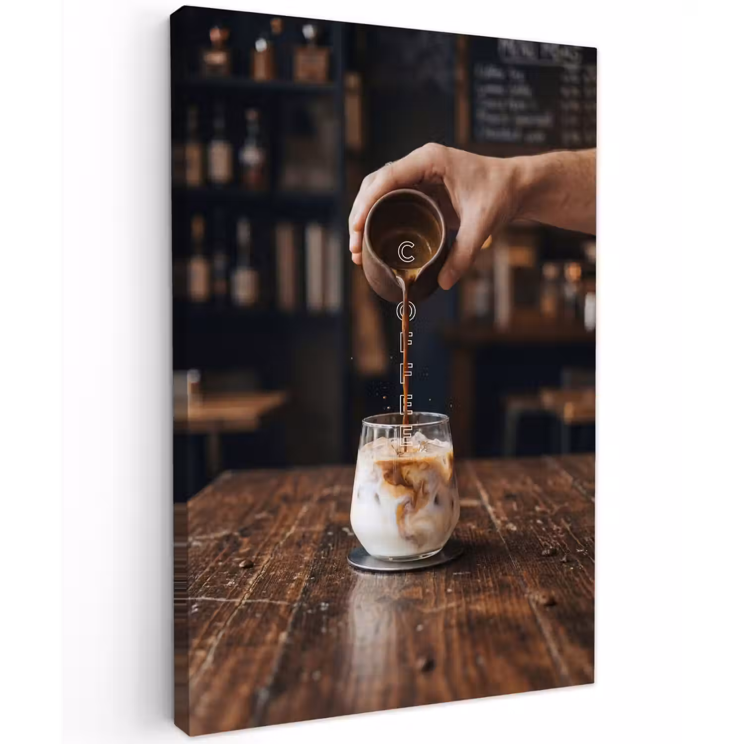 Espresso - Melk - Café Tuinposter op houten frame 2 cm dik klein -3d
