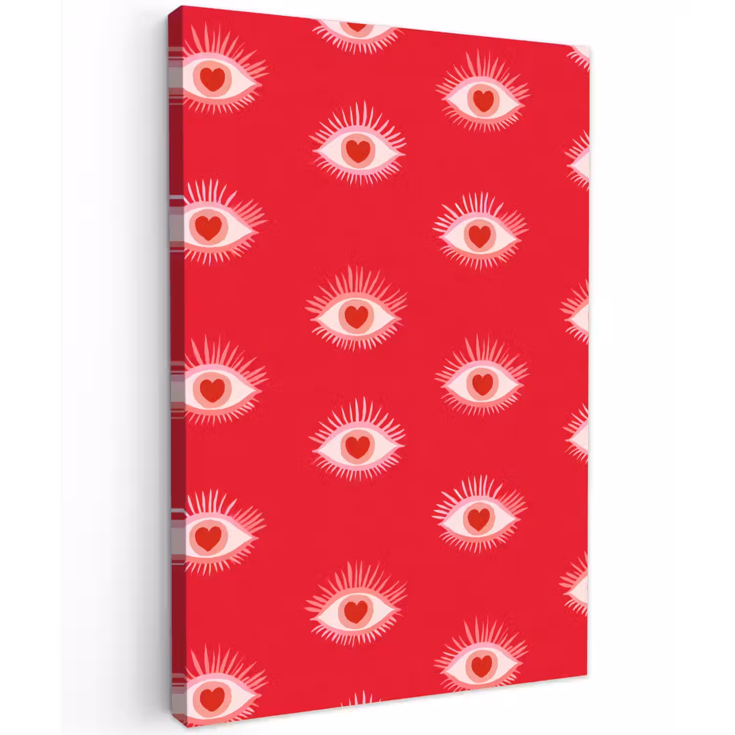 Ogen - Hart - Abstract - Rood - Roze Tuinposter op houten frame 2 cm dik klein 841 -3d