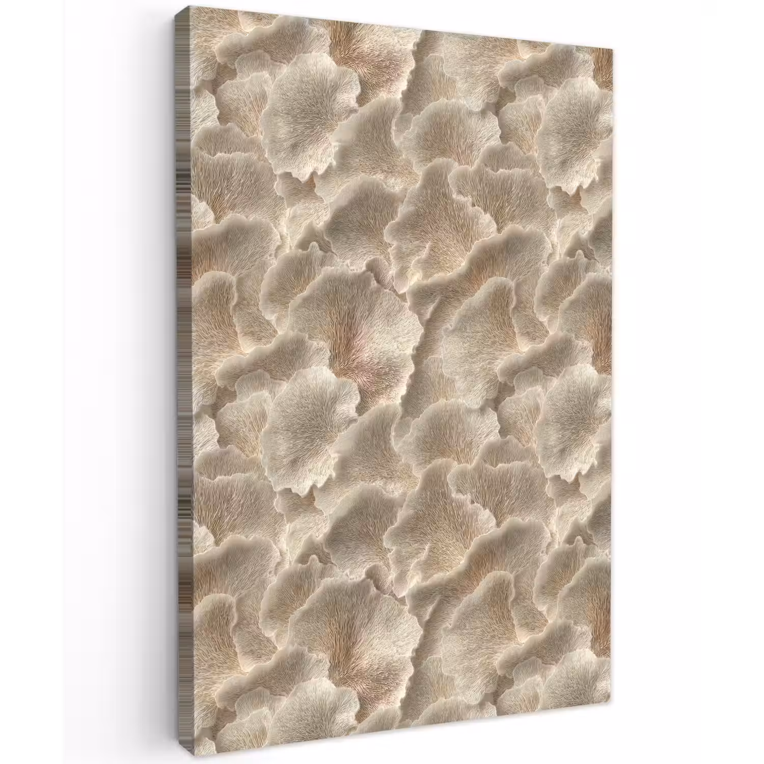 Waaierstructuren - Beige - Vezeltextuur Tuinposter op houten frame 2 cm dik klein 841 -3d